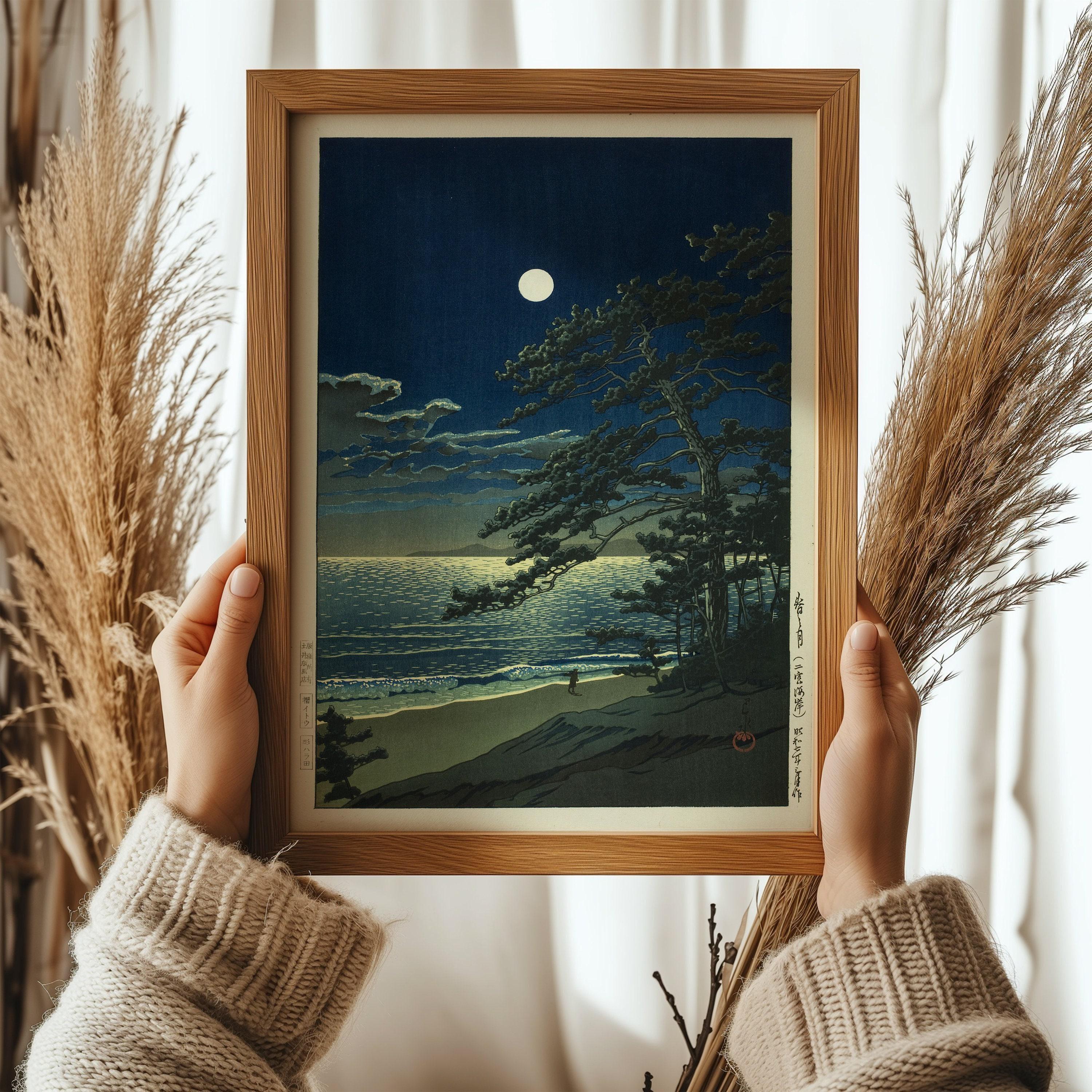 Kawase Hasui - Spring Moon at Ninomiya Bridge | PRINT | Vintage Japanese Woodblock Ukiyo - e Art