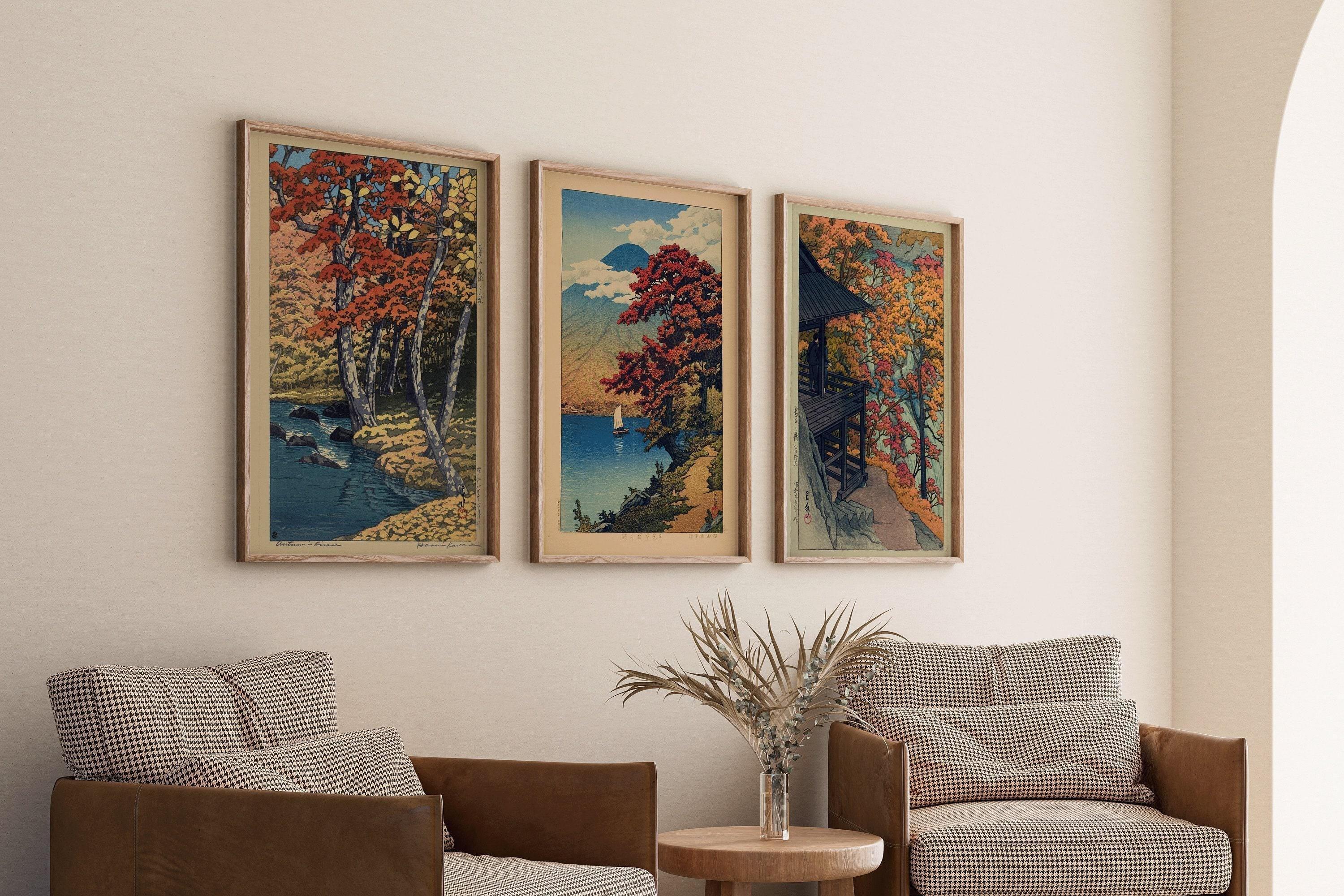 Kawase Hasui STATEMENT TRIO Autumn in the Forest Lake Chuzenji & Autumn at Furukoda Falls | Bestselling Set available framed - 9ArtPrints