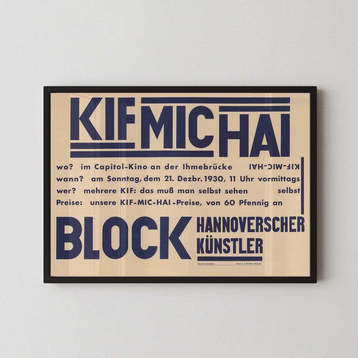 Kurt Schwitters — KIF MIC HAI, Block Hannoverscher Künstler | Fine Art Print