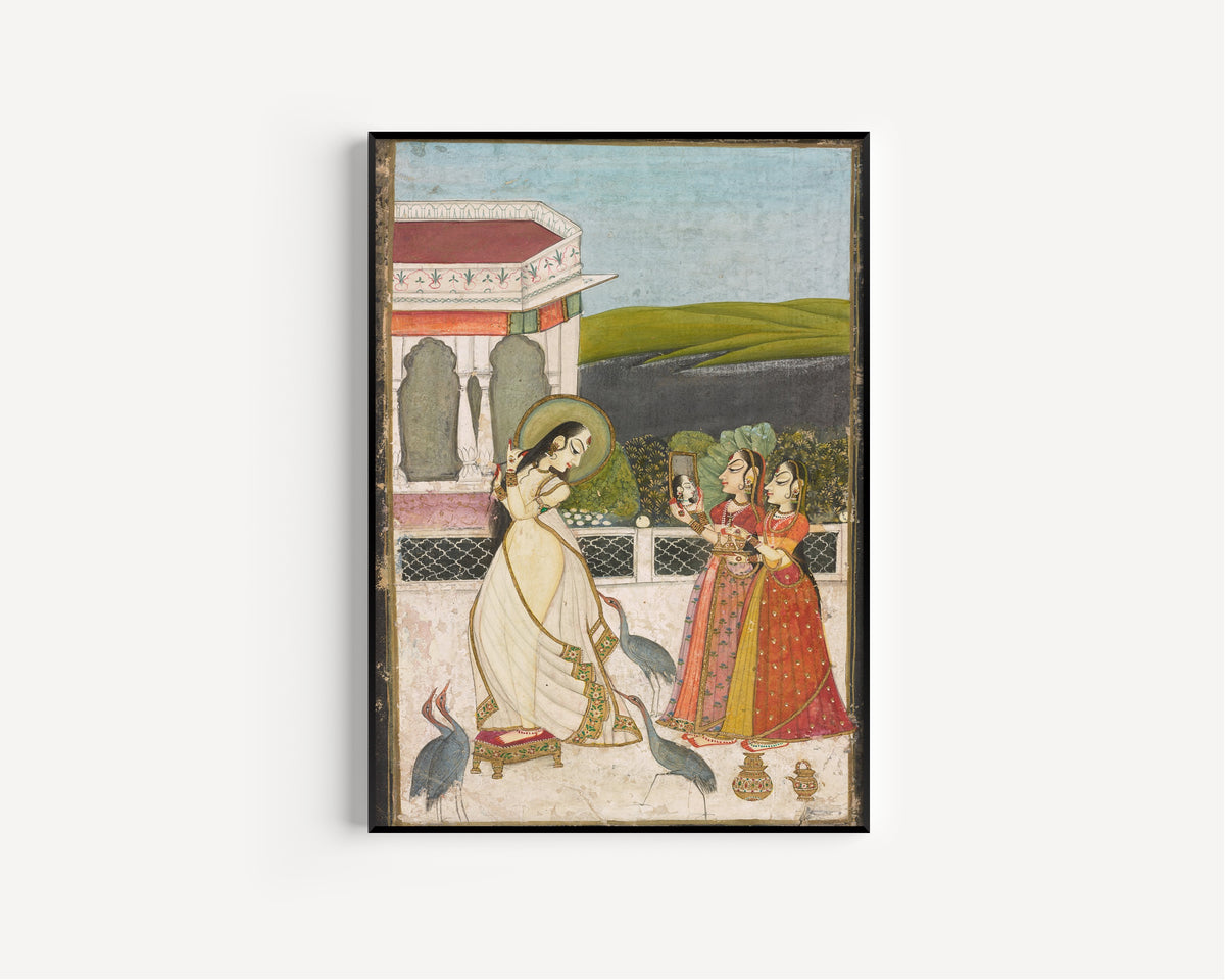 Kishangarh school — The Vilaval Ragini | Indian Miniature Painting Print