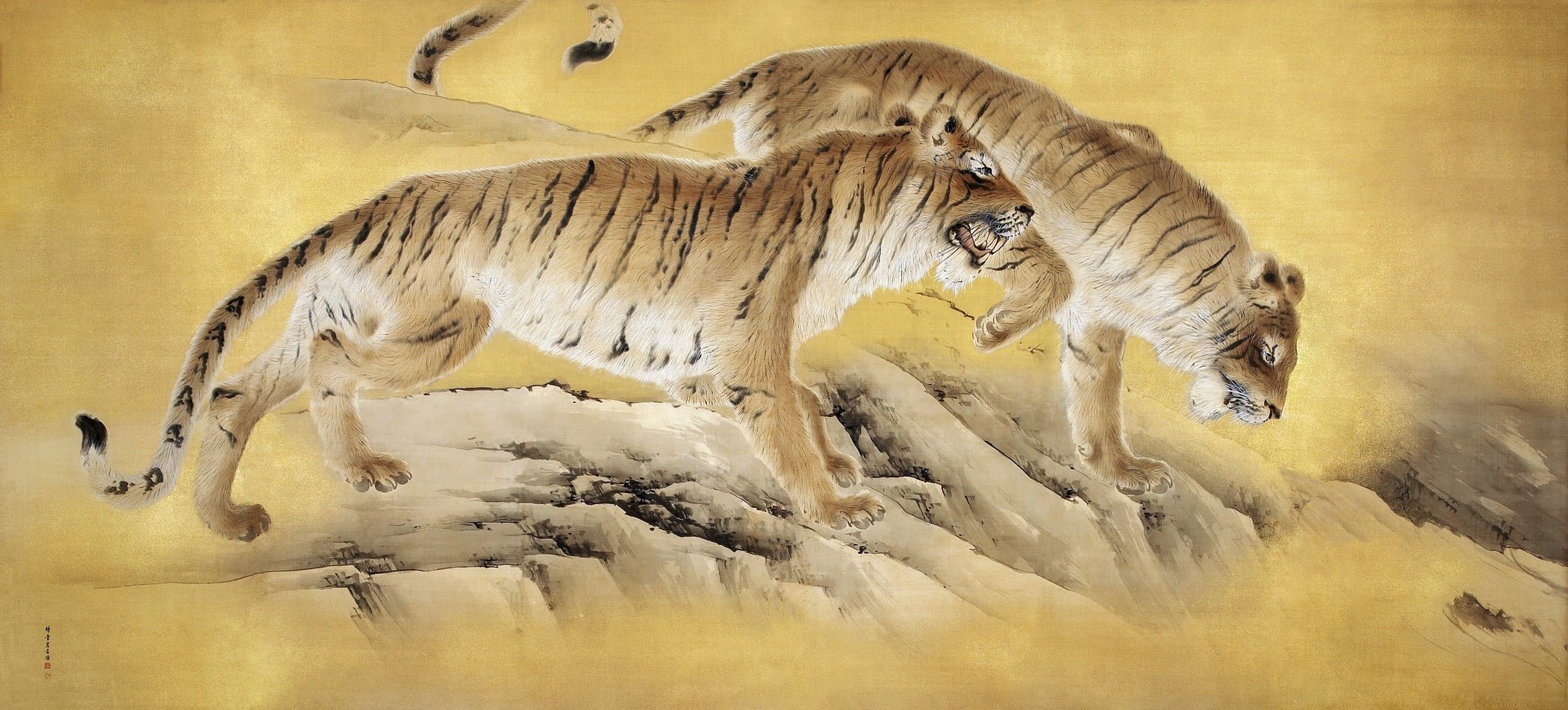 Kishi Chikudō — Tigers by Mountain Stream | Meiji Ink Painting - 9ArtPrints