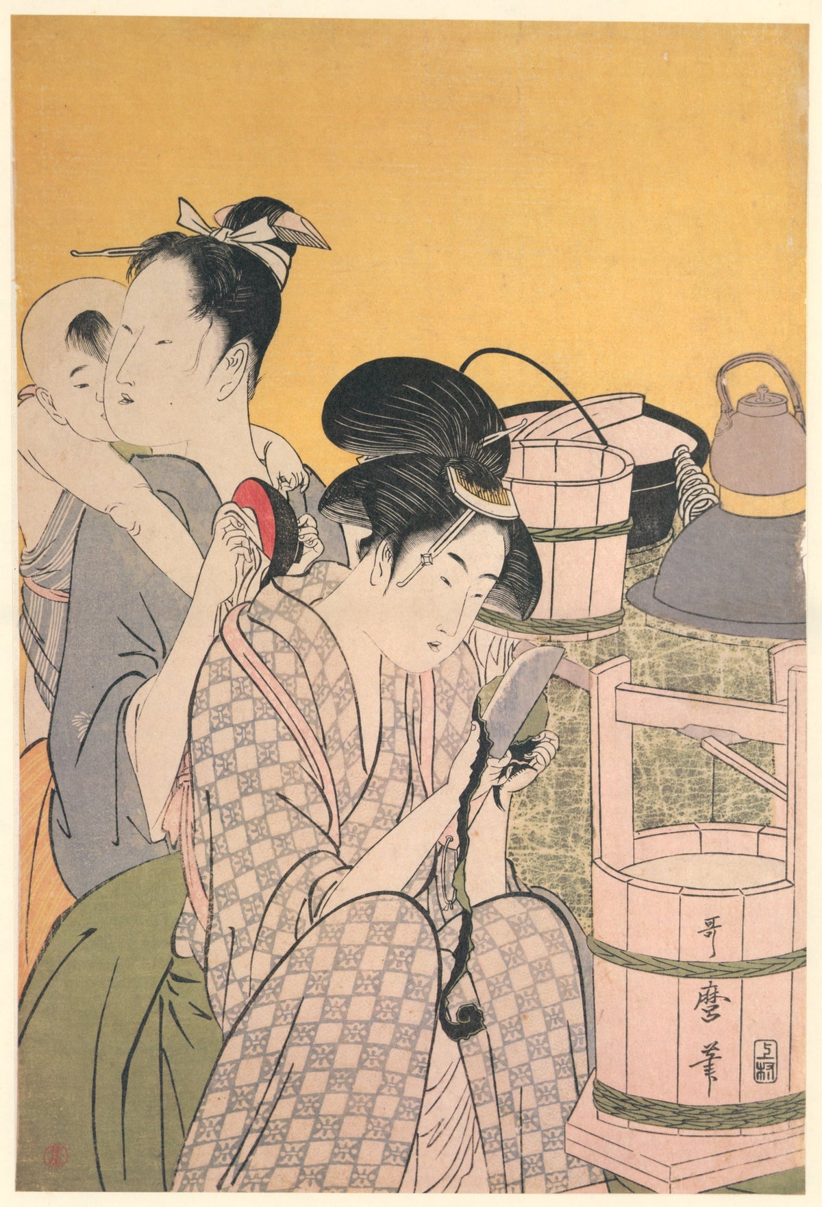 Kitagawa Utamaro — Kitchen Scene (left sheet) | Japanese Woodblock Print (Ukiyo-e) - 9ArtPrints
