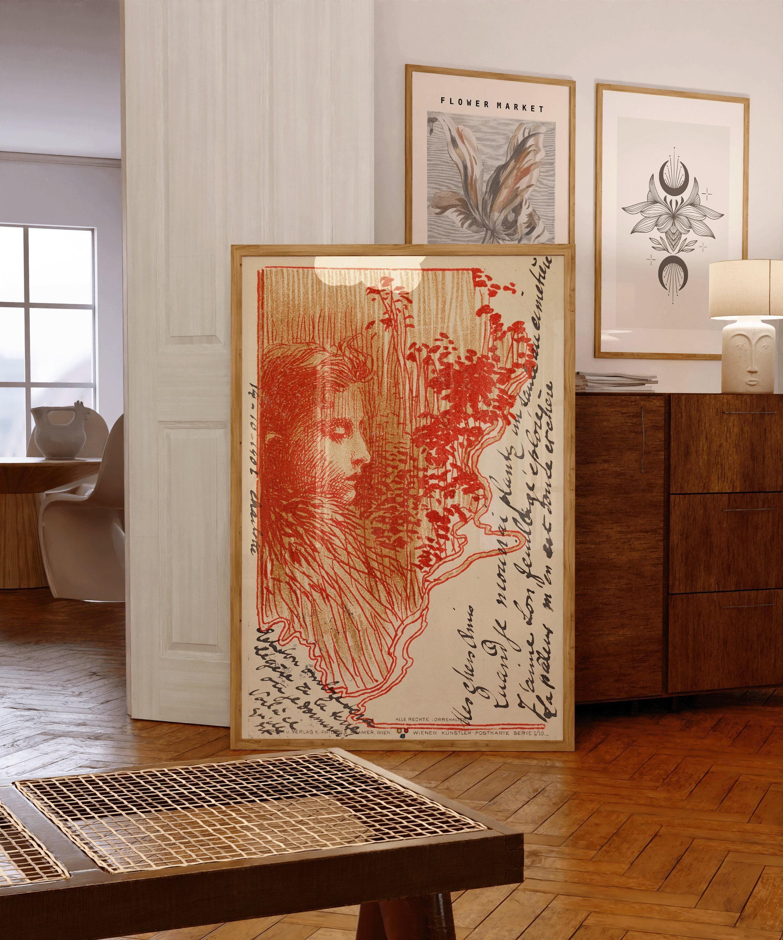 Koloman Moser - Postcard Sketch | Famous Vintage Exhibition Poster in Red