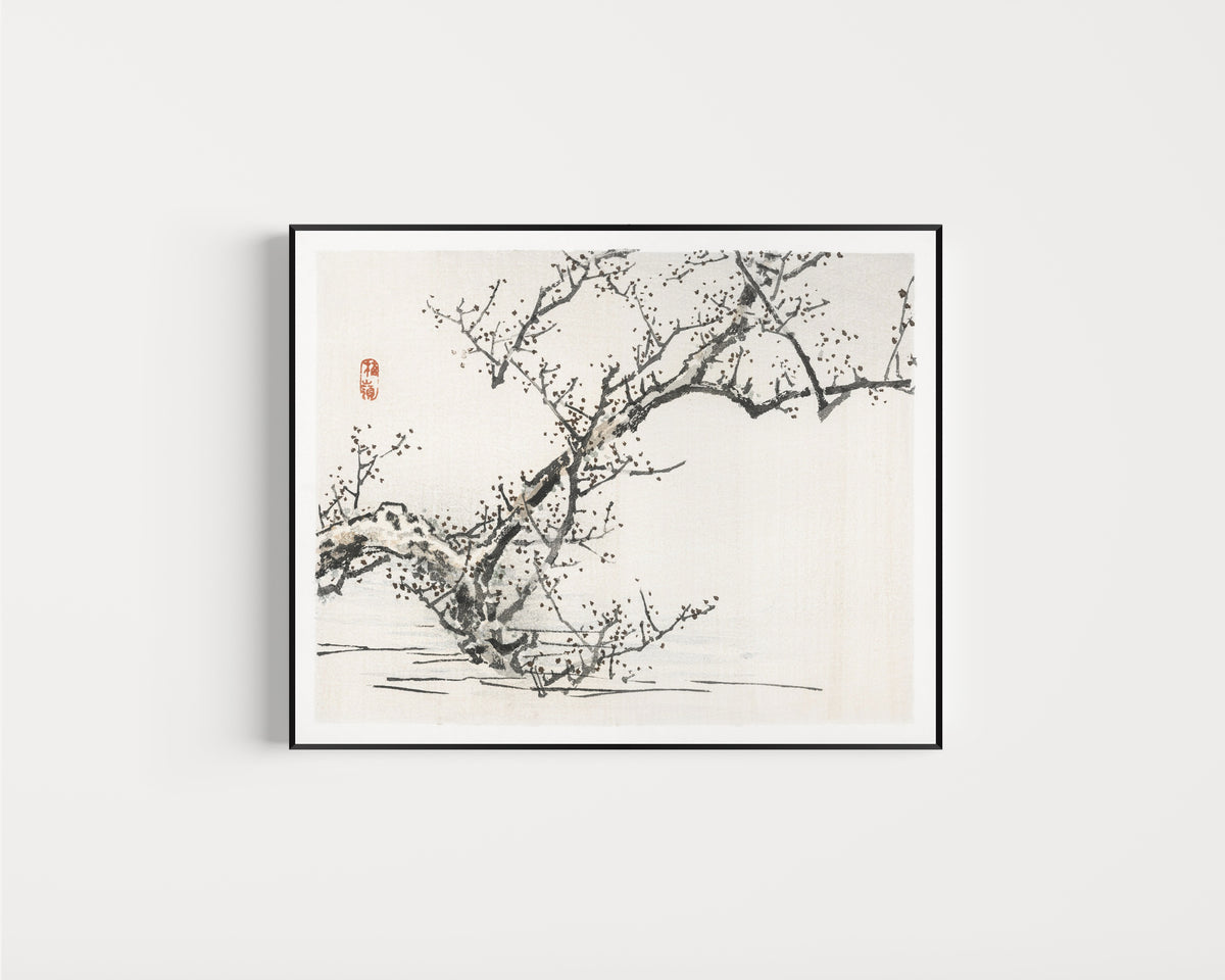Kōno Bairei — Tree against the backdrop of water | Japanese Woodblock Print
