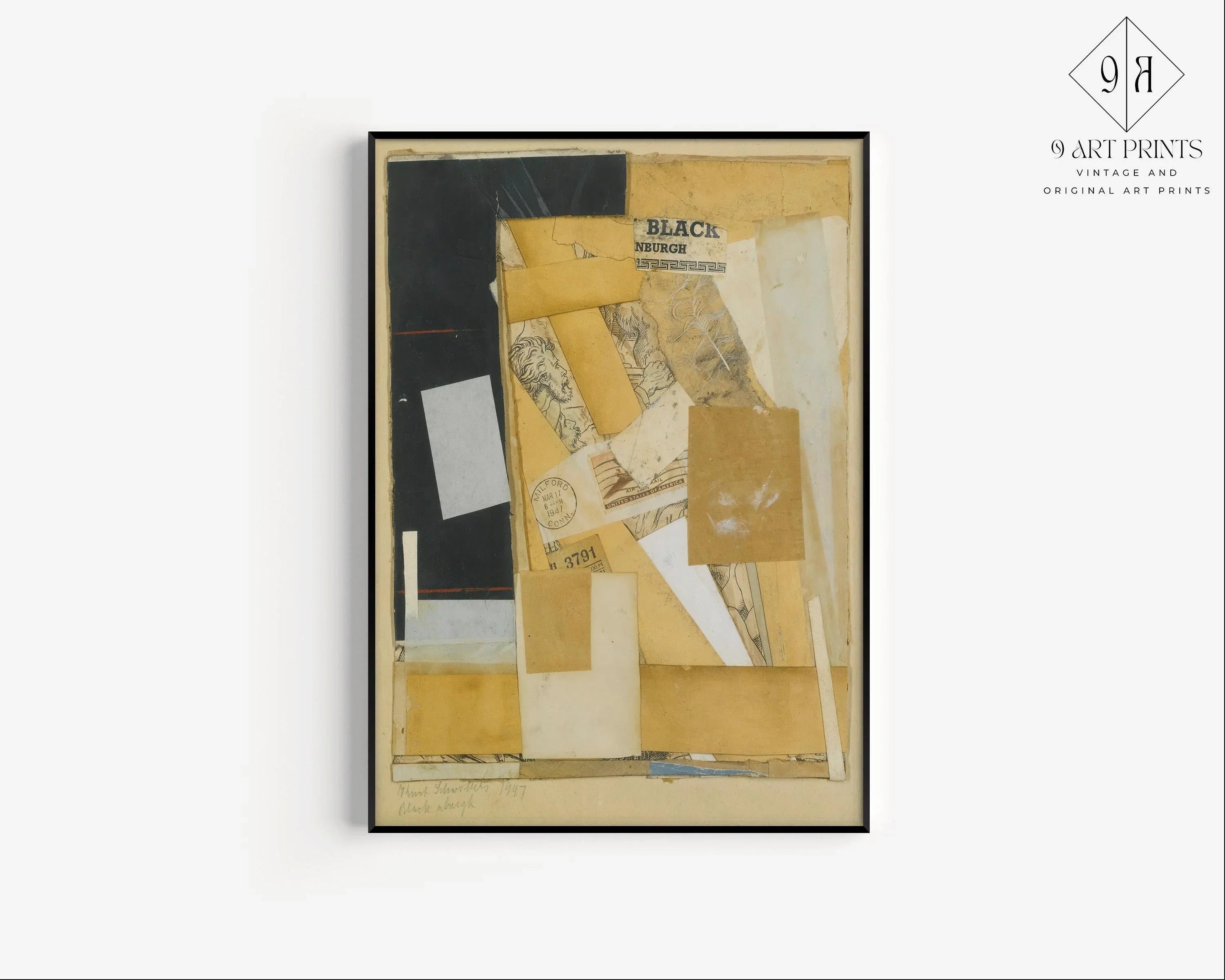 Kurt Schwitters - Black NBurgh PRINT | Dadaist Constructivist Mid - Century Modern Collage Art Print