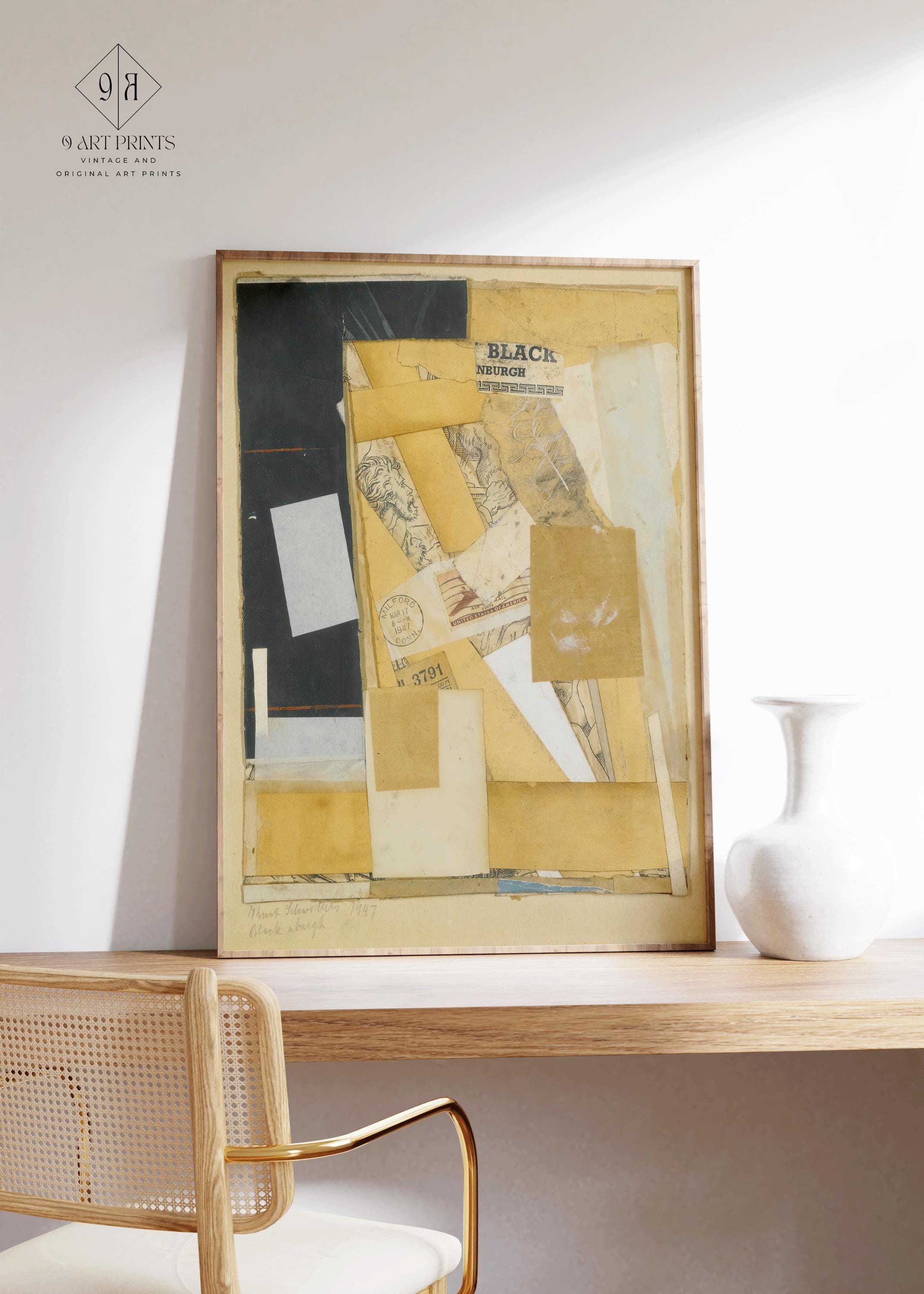 Kurt Schwitters - Black NBurgh PRINT | Dadaist Constructivist Mid - Century Modern Collage Art Print