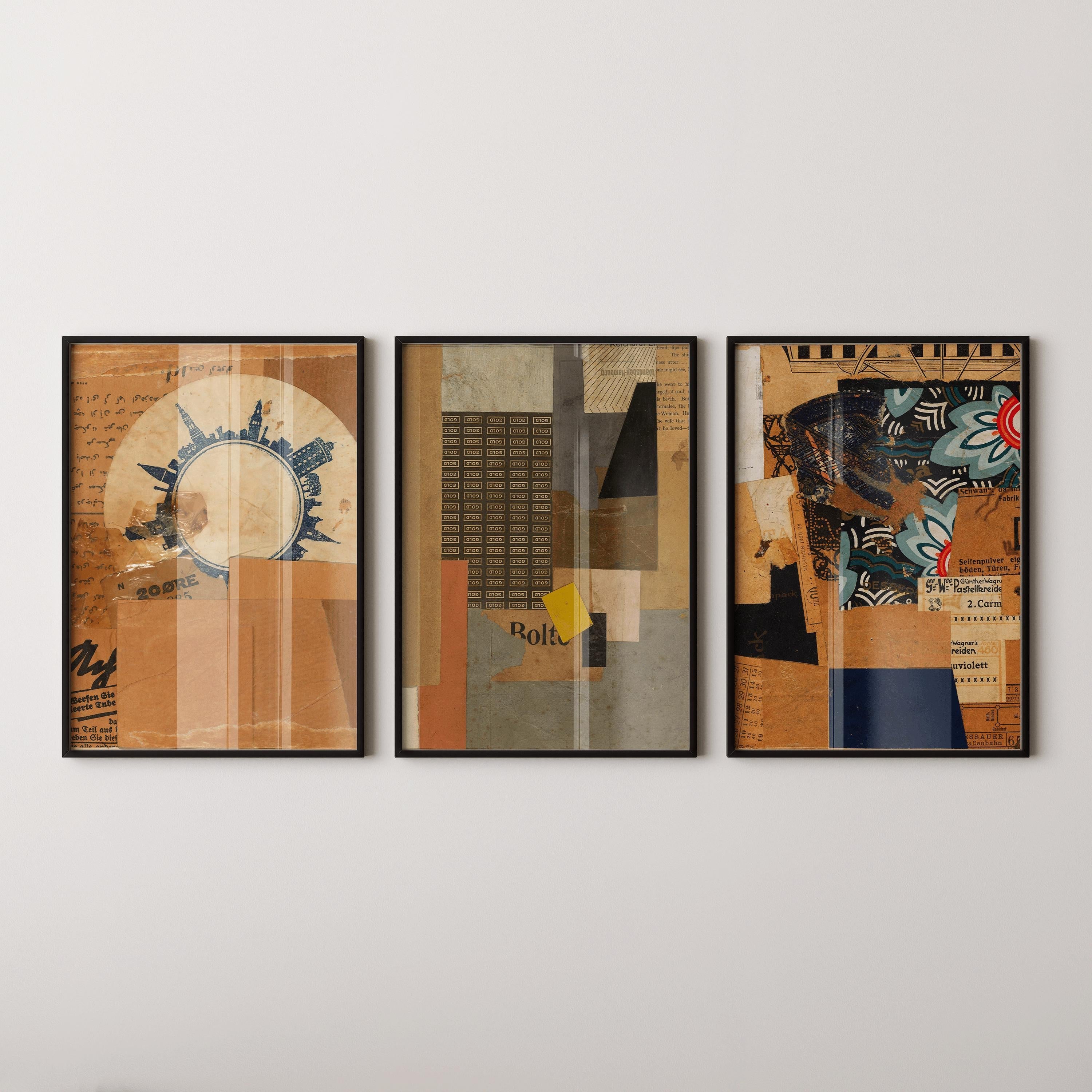 Kurt Schwitters STATEMENT TRIO Bauhaus Style Collage | | Vintage Dadaism Constructivist Art (Available Frame or unframed) - 9ArtPrints