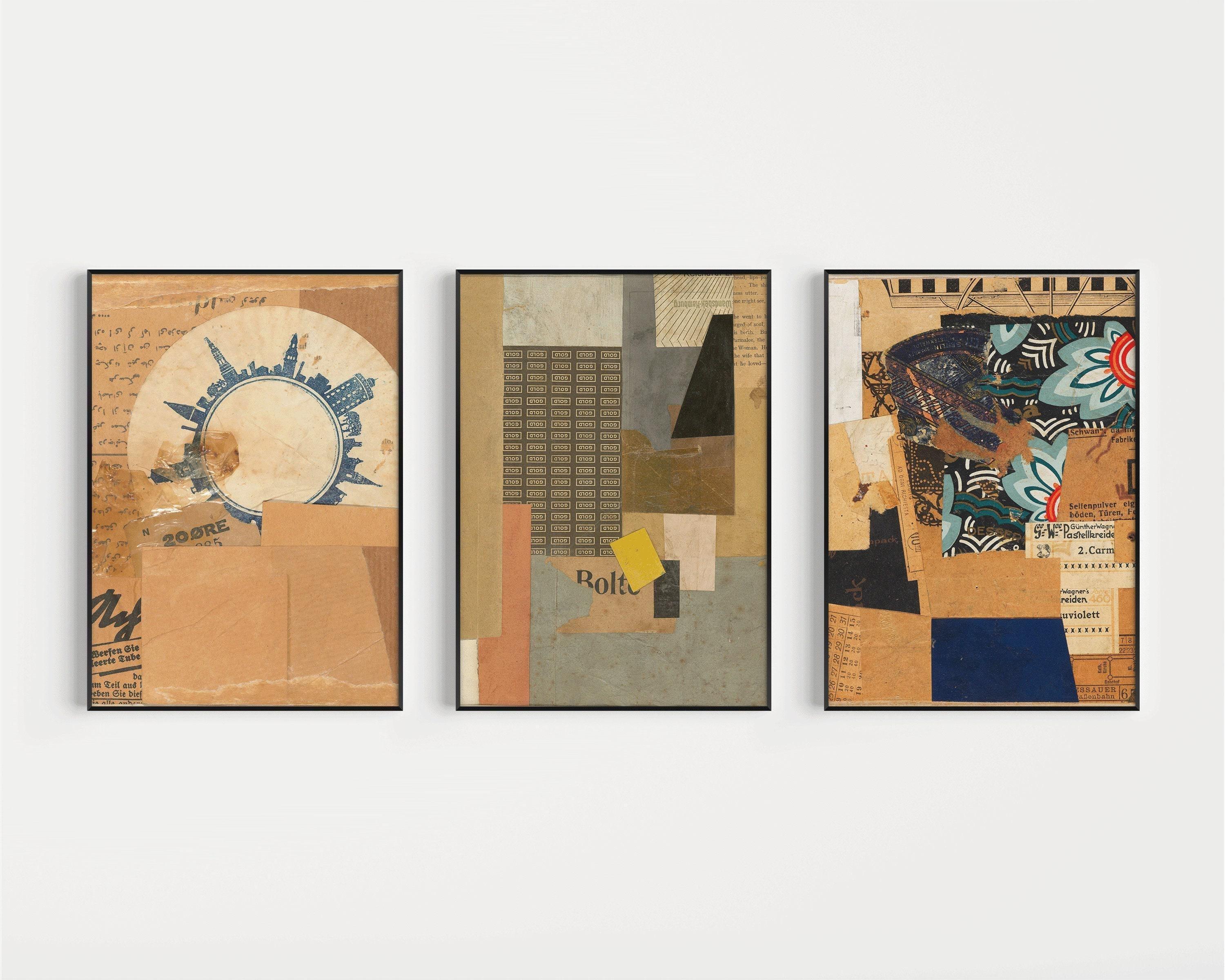 Kurt Schwitters STATEMENT TRIO Bauhaus Style Collage | | Vintage Dadaism Constructivist Art (Available Frame or unframed) - 9ArtPrints
