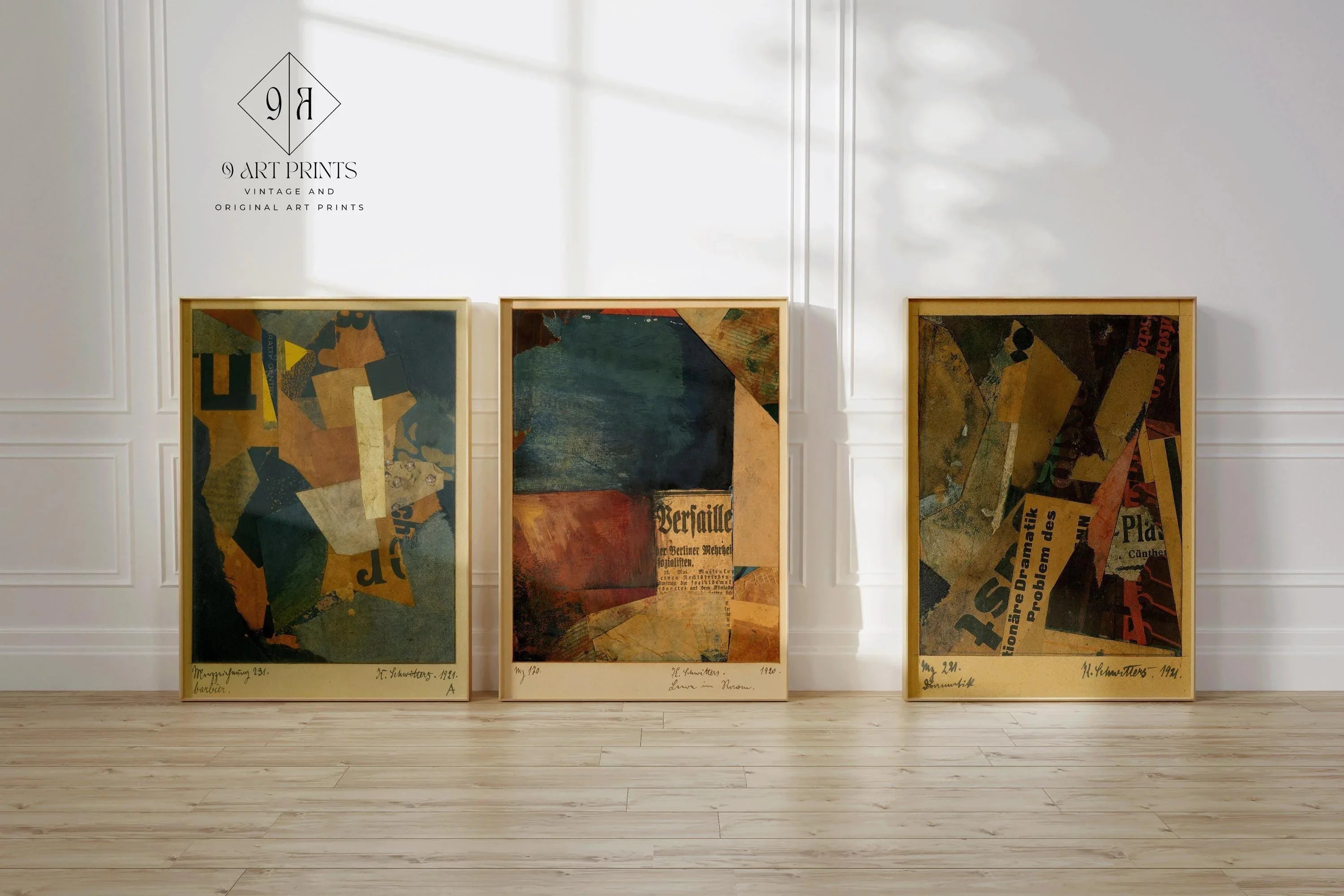 Kurt Schwitters STATEMENT TRIO Bauhaus Style Collage| Vintage Dadaism Constructivist Art (Available Frame or unframed) - 9ArtPrints