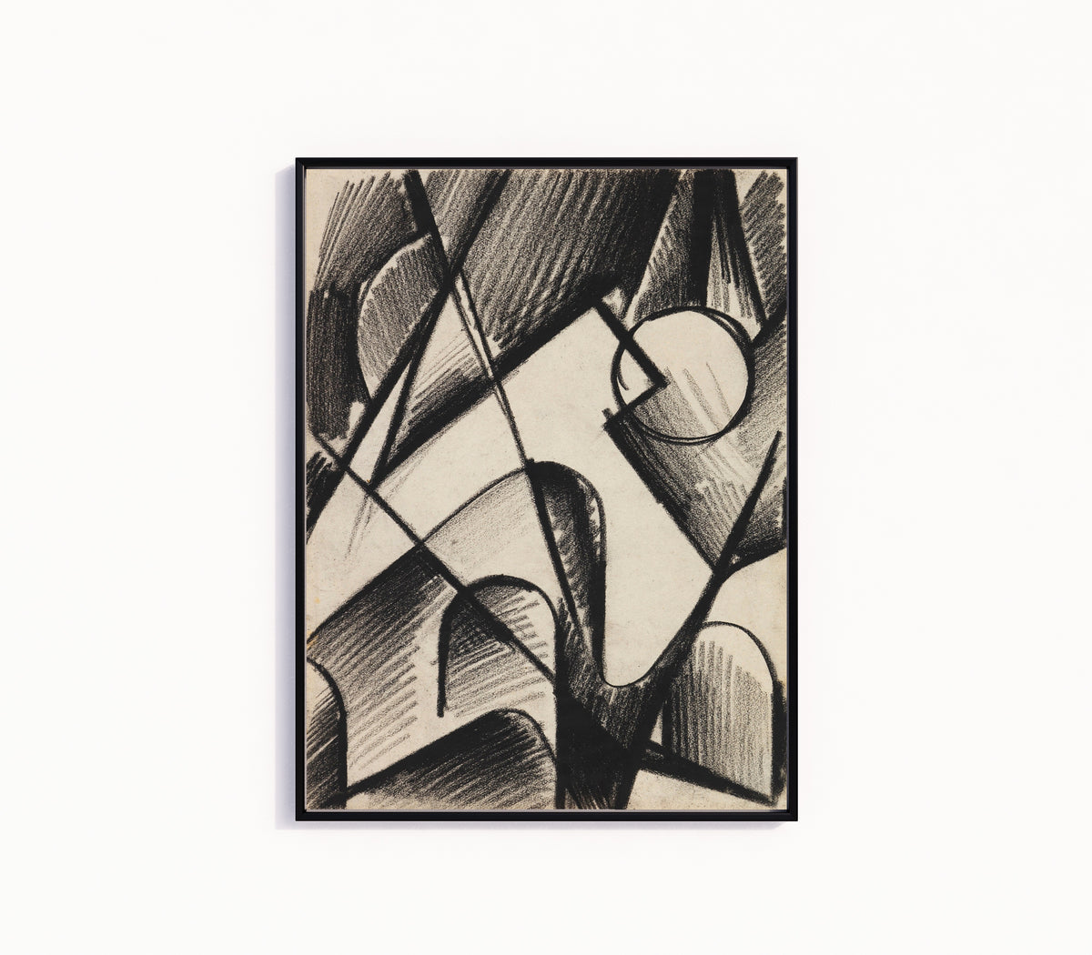 Framed art print of Z 101 Hochgebirge by Kurt Schwitters, in a slim black frame on a plain white wall