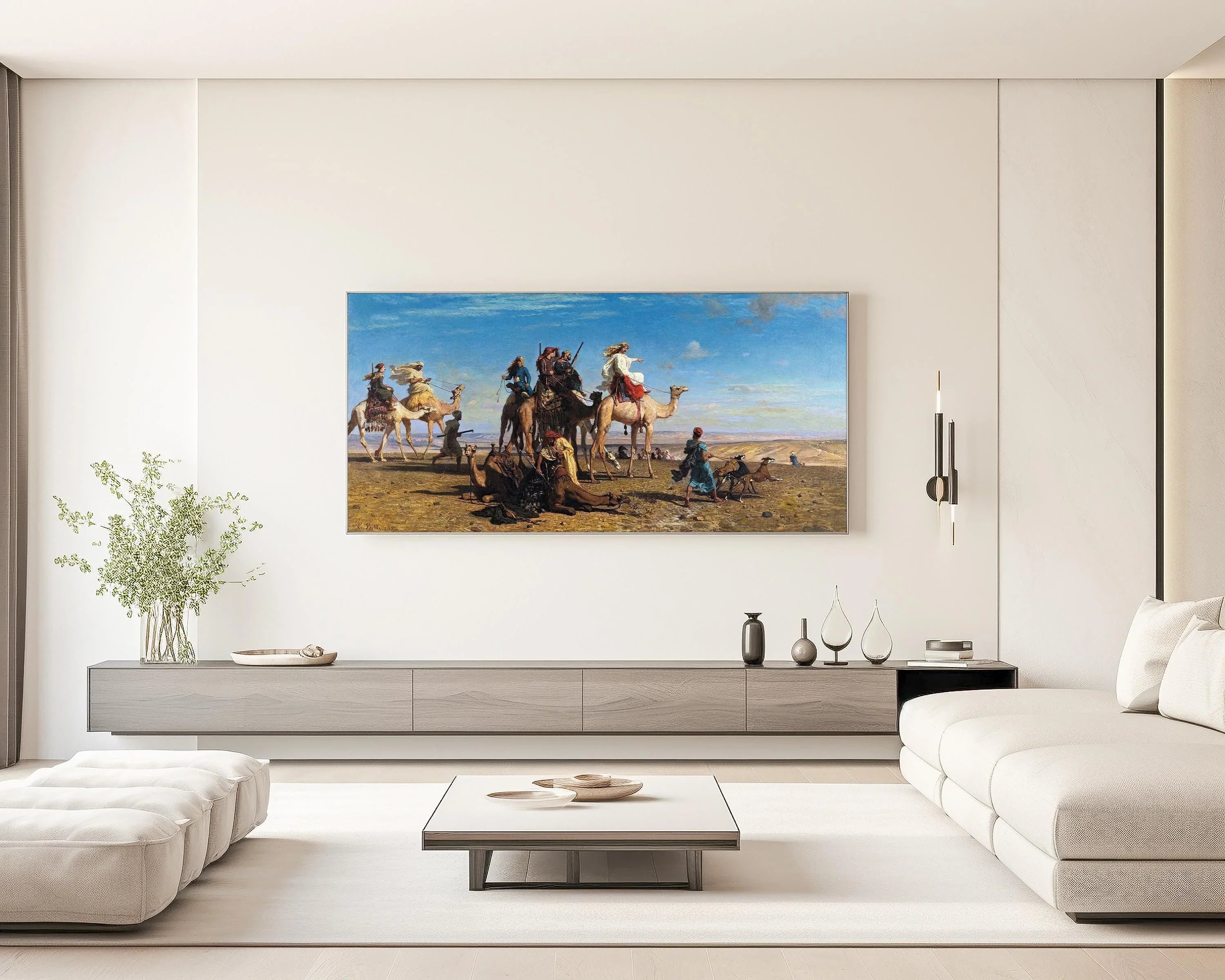 Leon Belly - A Gazelle Hunt in Egypt | Awe - inspiring 19th - century Orientalist Wide Panoramic Artwork | Available framed or unframed 2x1 - 9ArtPrints