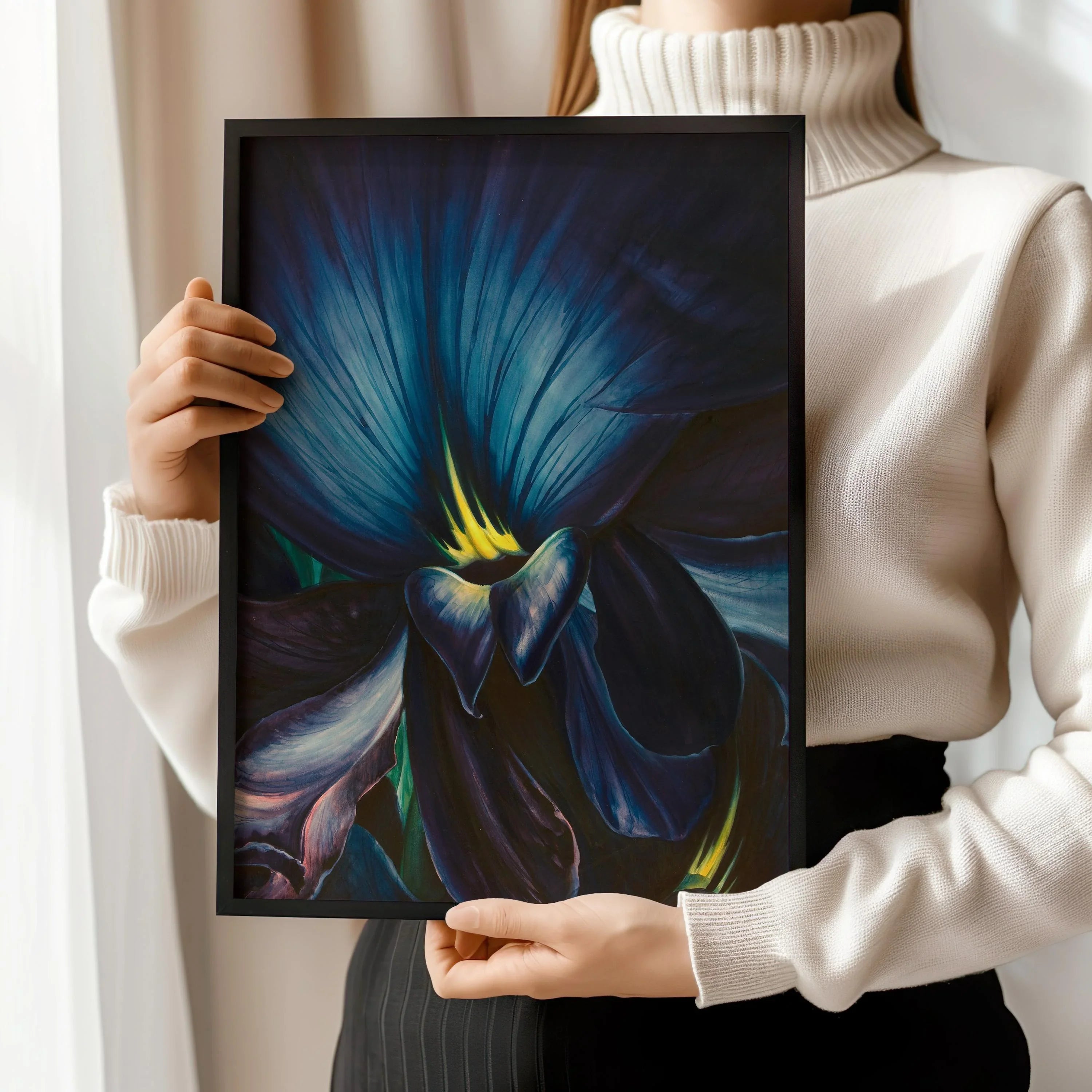 Leon Carrol - Chinese Delphinium | A Gorgeous, Intensely Navy blue Painting in Glorious Giclee Print