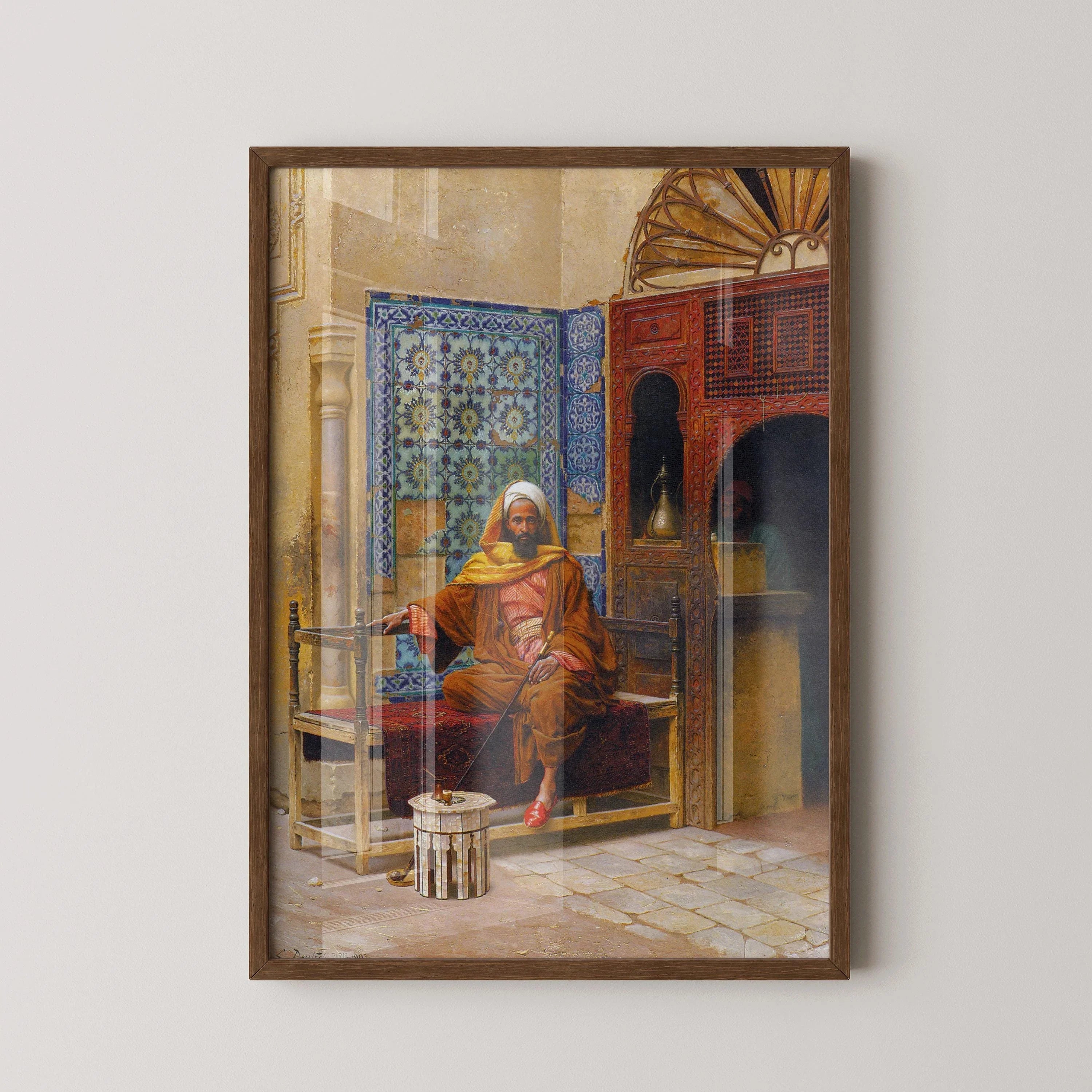 Ludwig Deutsch - The Smoker | Orientalist Art (available handframed or unframed) - 9ArtPrints