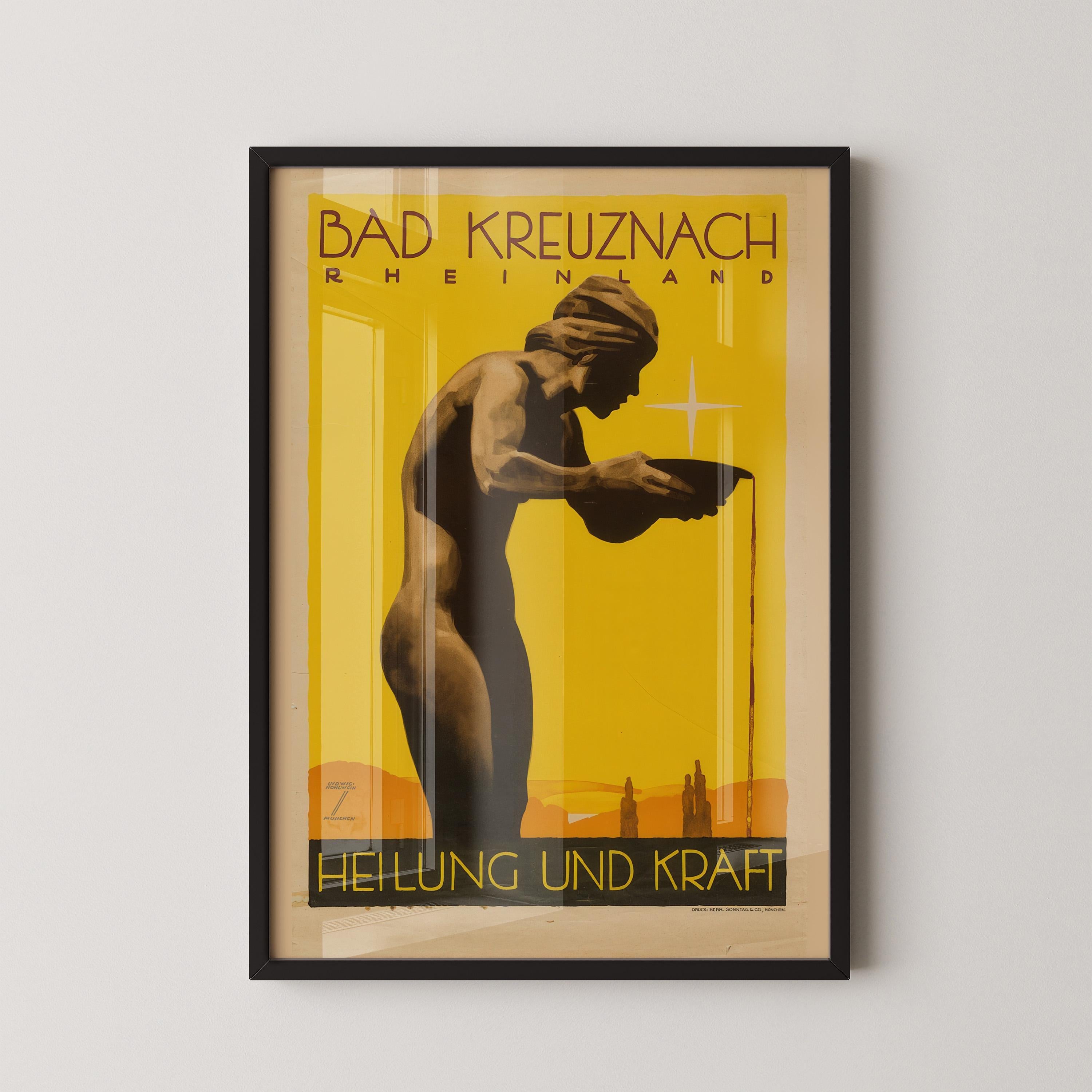 Ludwig Hohlwein - Bad Kreuznach | Striking Vintage German Travel Poster | Art Deco Wellness Advertisement
