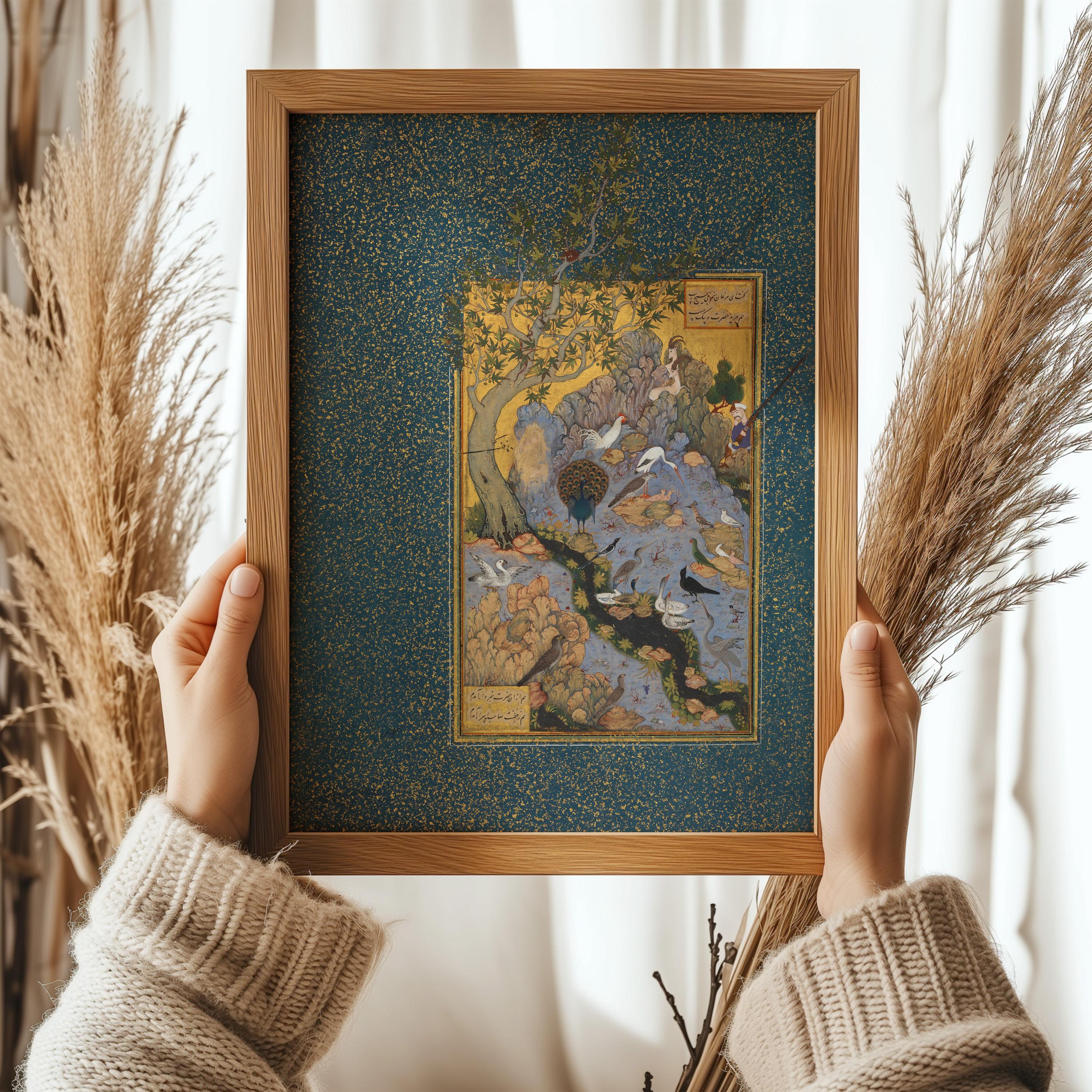 Mantiq al Tayir (The Concourse of the Birds) – Persian Miniature Art from the 17th Century | PRINT (Framed Available) - 9ArtPrints