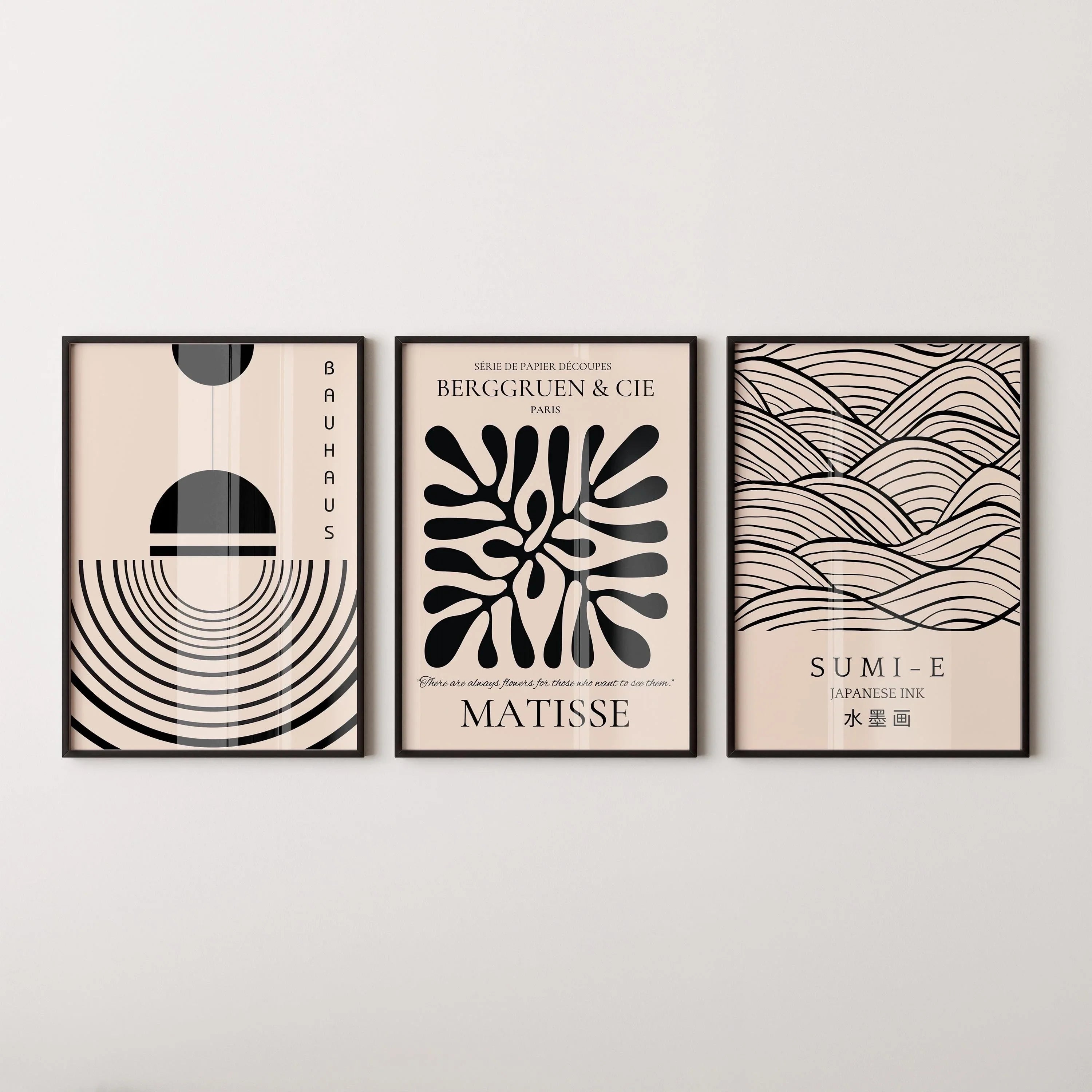 Matisse Bauhaus Japanese STATEMENT TRIO poster prints | | Our Most Popular Neutral Set | available framed - 9ArtPrints