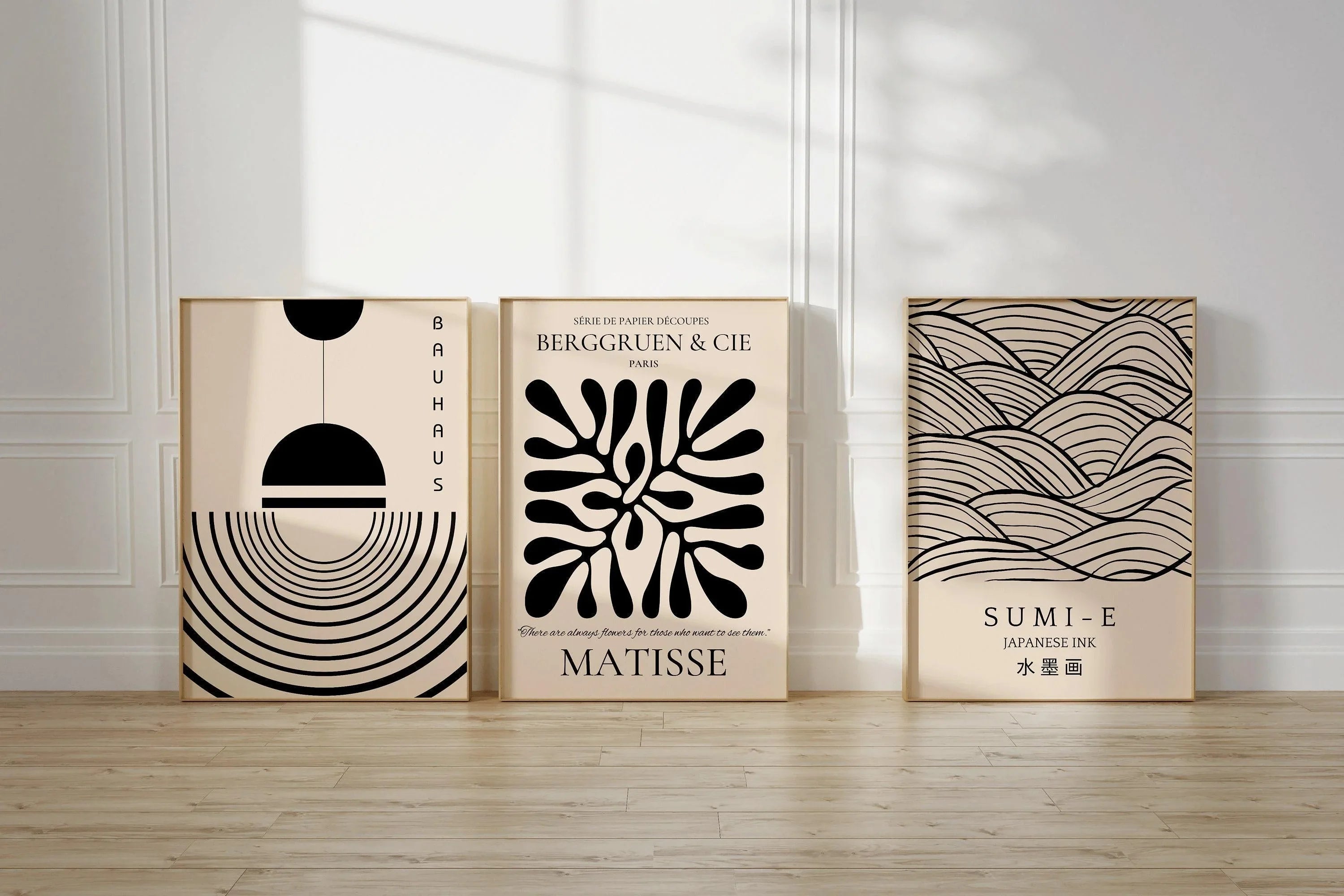 Matisse Bauhaus Japanese STATEMENT TRIO poster prints | | Our Most Popular Neutral Set | available framed - 9ArtPrints