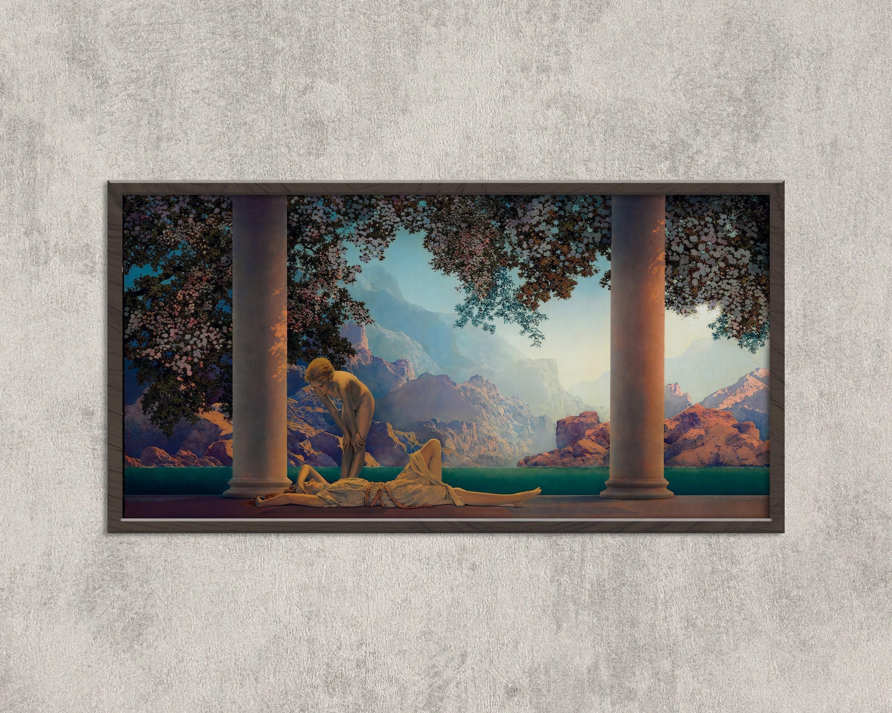 Maxfield Parrish - Daybreak | The All - Time Classic We're Proud to Feature | Vintage American Panoramic Art available framed or unframed 2x1 - 9ArtPrints