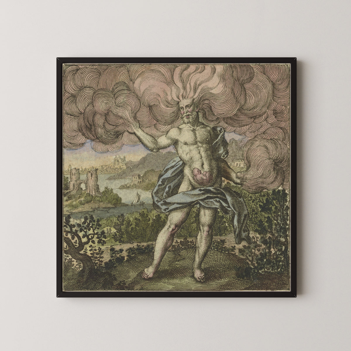 Michael Maier — Atalanta Fugiens, Emblem 1: The Wind Carried It in Its Belly | Alchemical Engraving Print