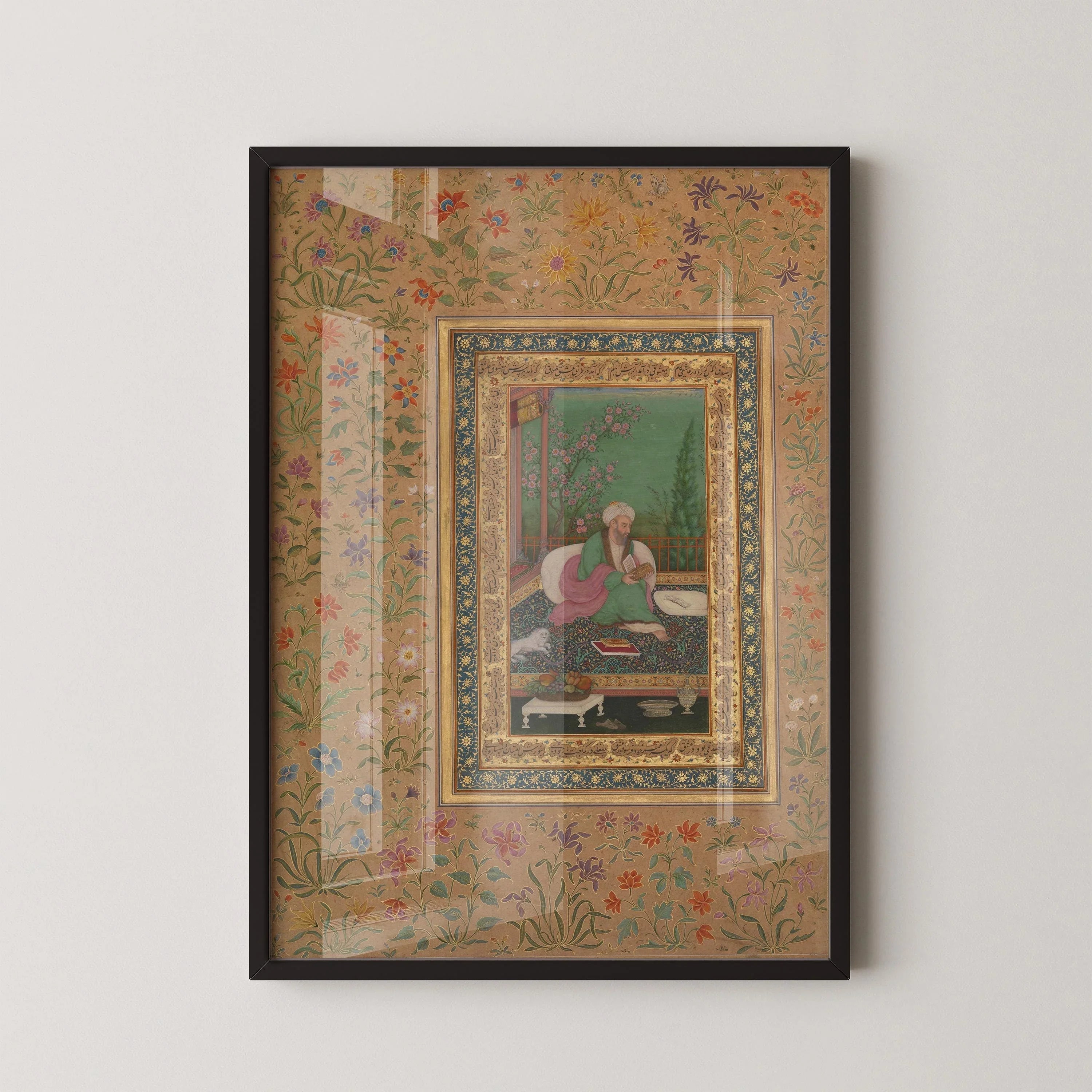 Mughal Art Portrait: Haji Husain Bukhari, 17th Century Giclee Print - Framed Option - 9ArtPrints