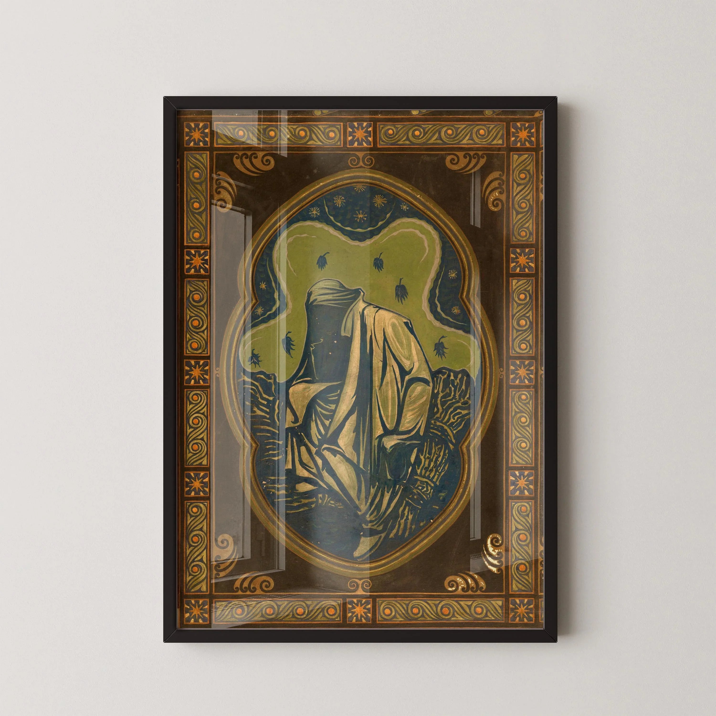 NIGHT - Richard Roland Holst | An Incredible Symbolist and Art Nouveau Masterpiece | Gorgeous Green & Brown Giclee Print Framed or Unframed - 9ArtPrints