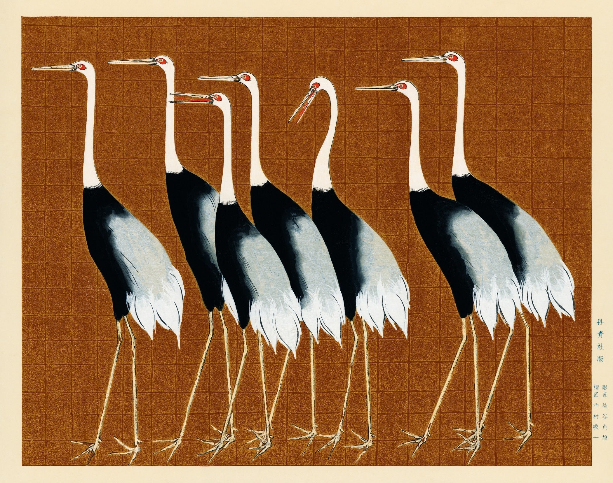 Ogata Kōrin — Cranes in Brown | Rinpa School Print - 9ArtPrints