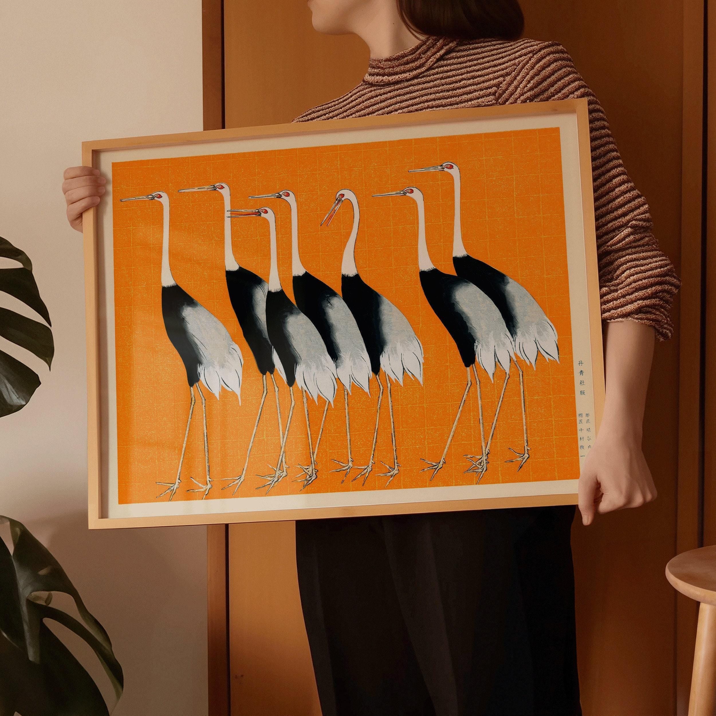 Ogata Korin - Cranes | PRINT | Our Stunning Orange Remix of A Classic Vintage Japanese Artwork