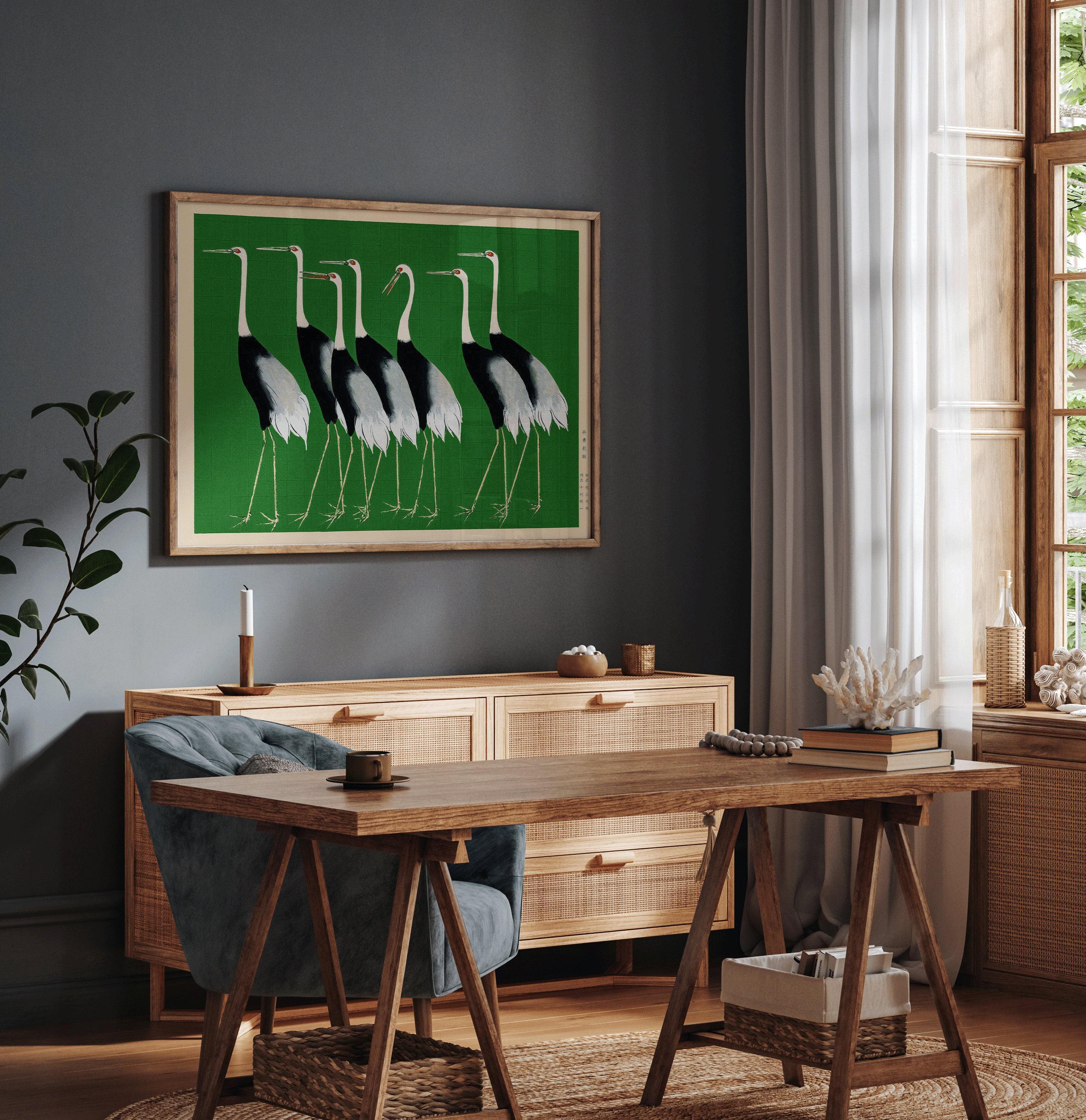 Ogata Korin - Cranes | PRINT | Vintage Japanese Art in Green