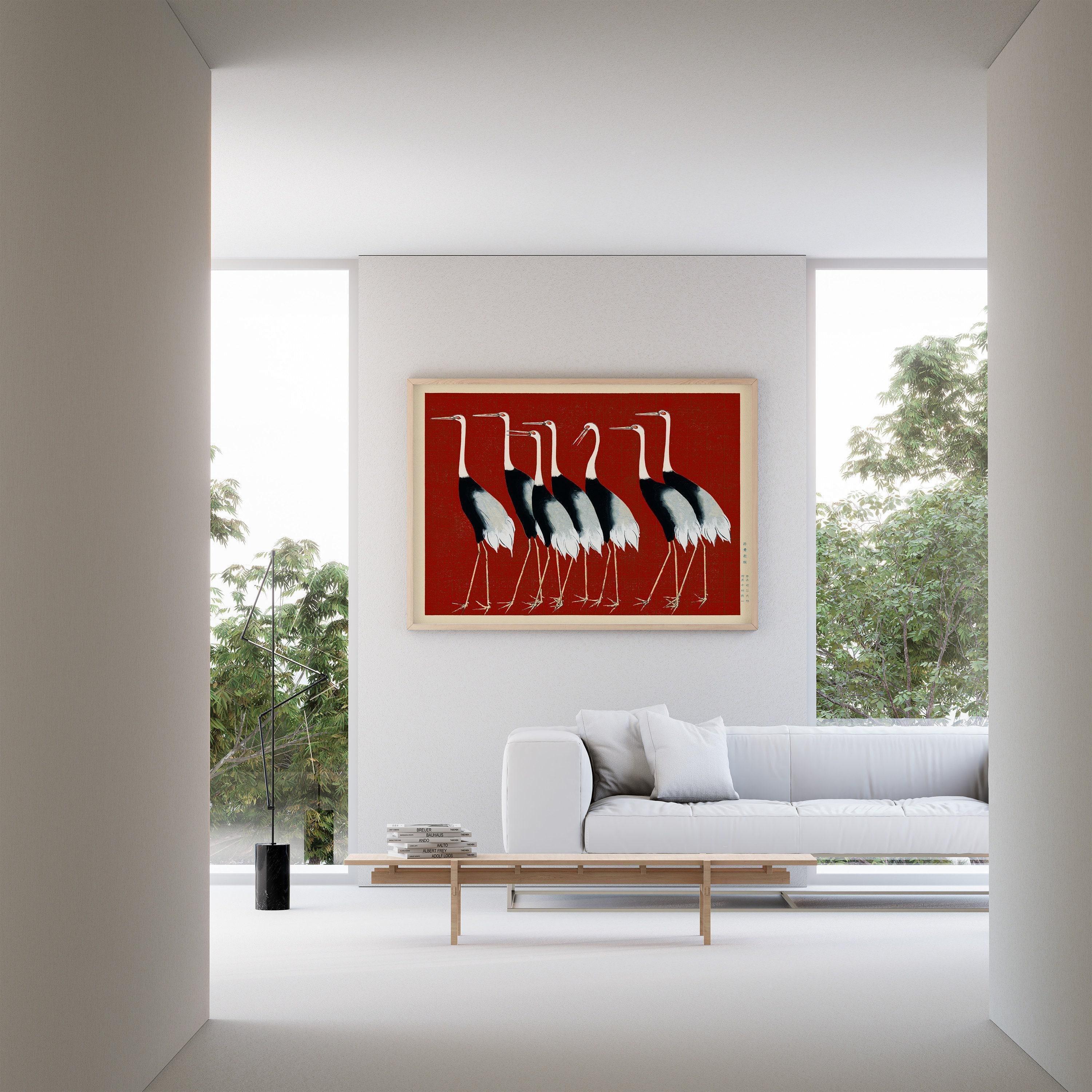Ogata Korin - Cranes | PRINT | Vintage Japanese Art in Red
