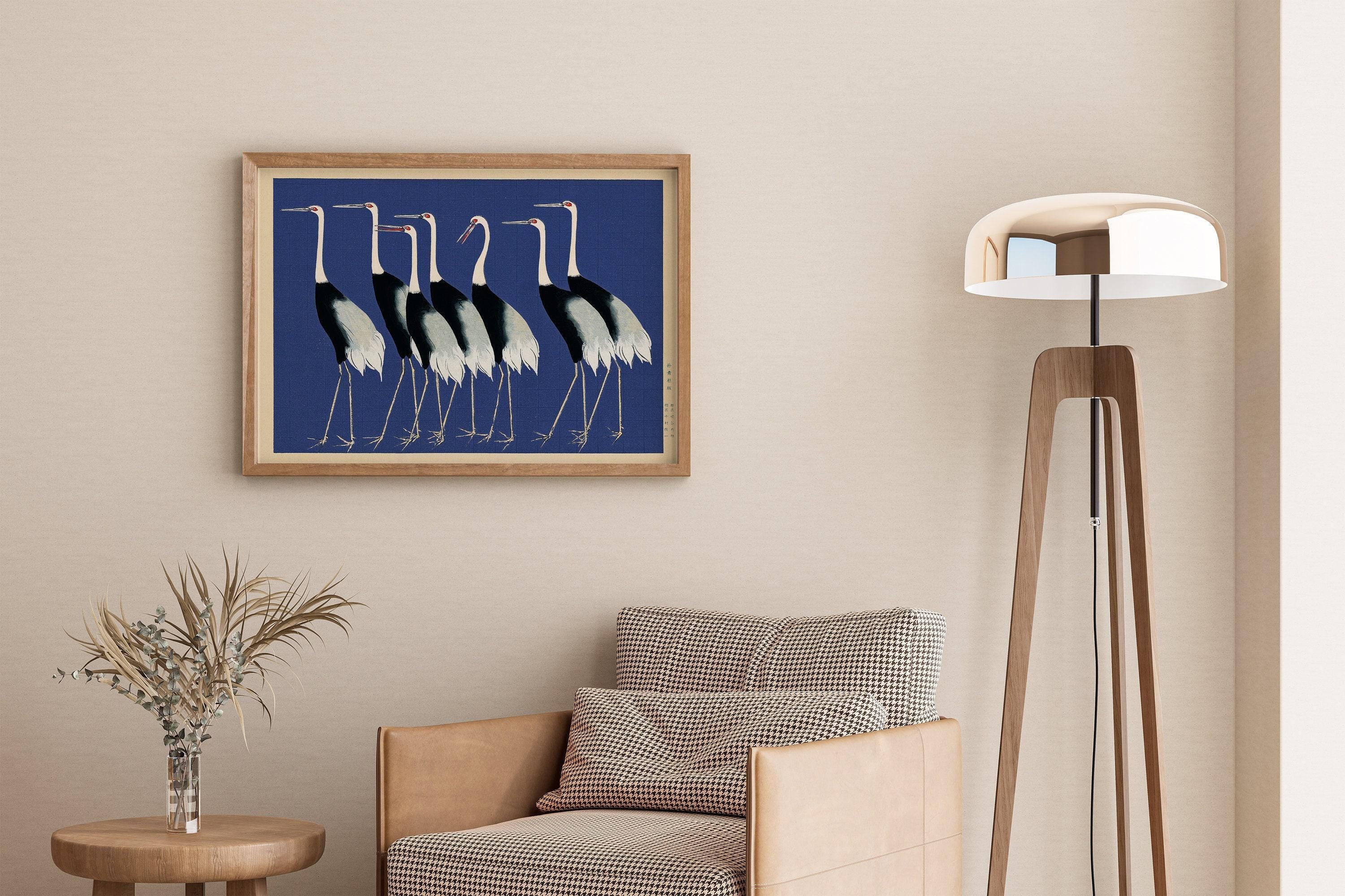 Ogata Korin's Cranes | PRINT | A Stunning Blue Version of Our Famous Cranes Print | Japanese Woodblock Art available framed - 9ArtPrints