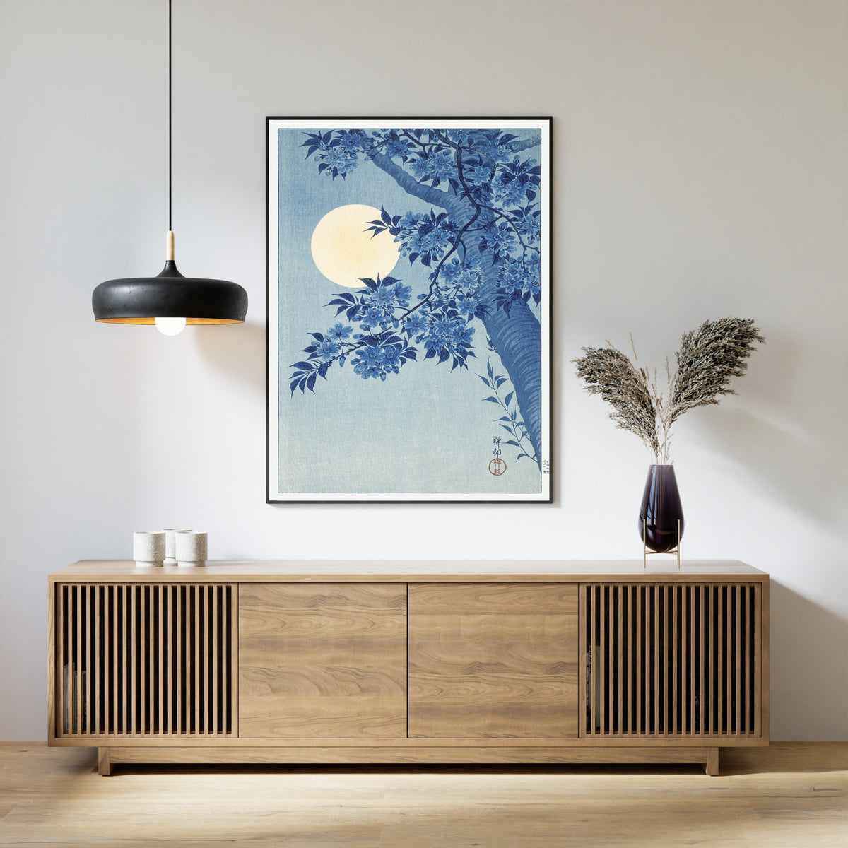 Ohara Koson — Blossoming Cherry on a Moonlit Night | Japanese Bird & Flower Woodblock Print - 9ArtPrints