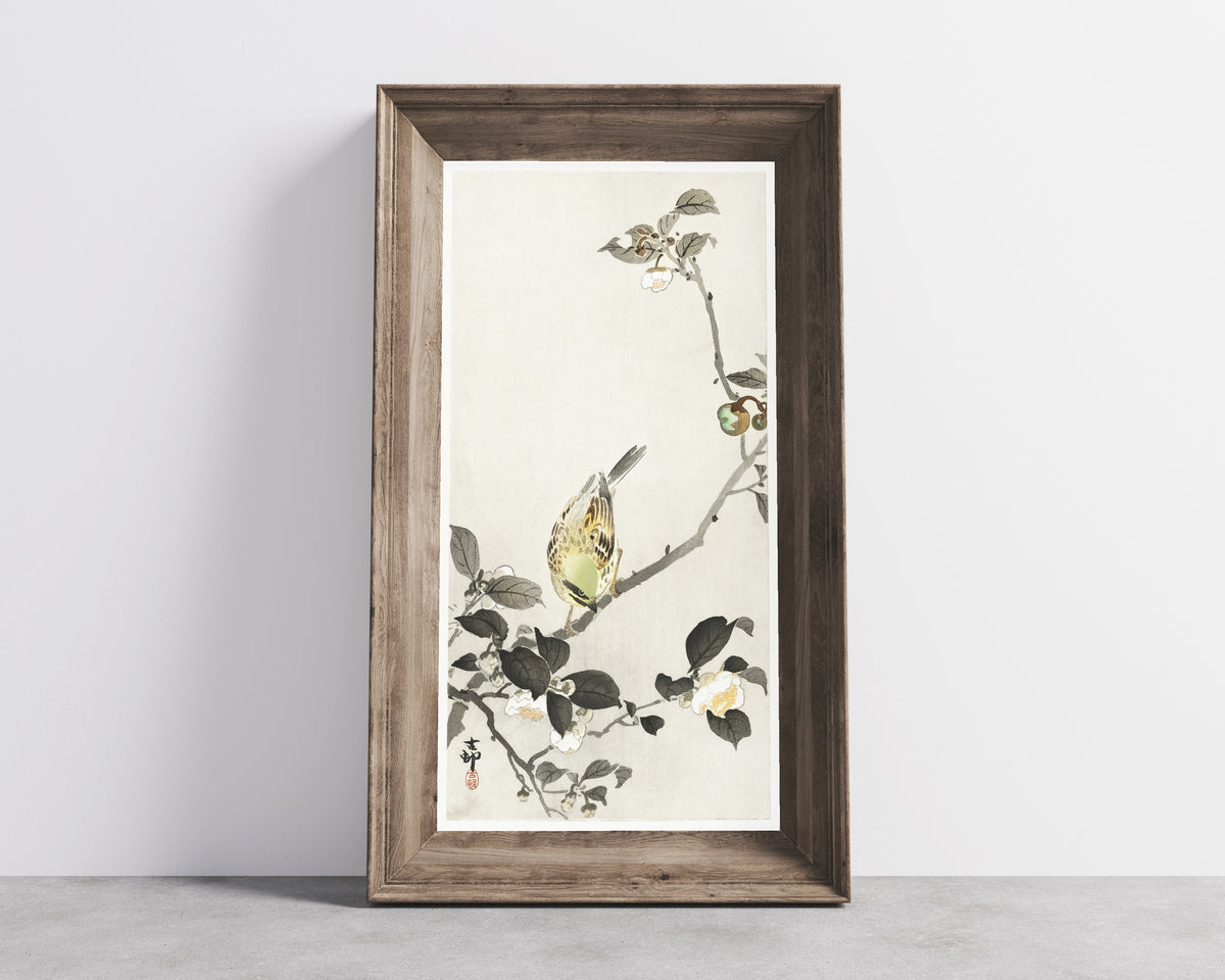 Ohara Koson — Bunting on Blossom Branch | Japanese Bird & Flower Woodblock Print - 9ArtPrints