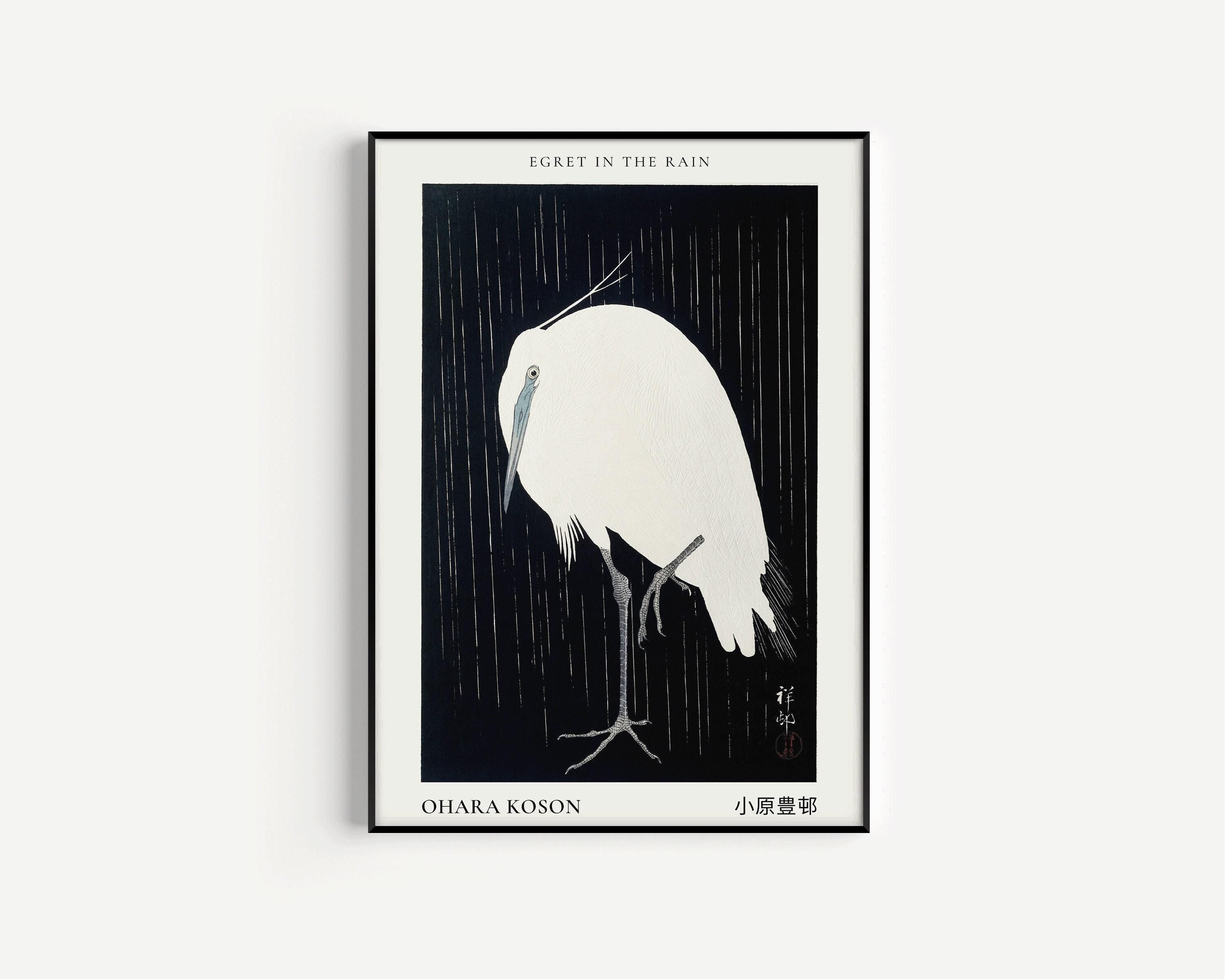 Ohara Koson - Egret in the Rain | PRINT |Vintage Japanese Woodblock Art