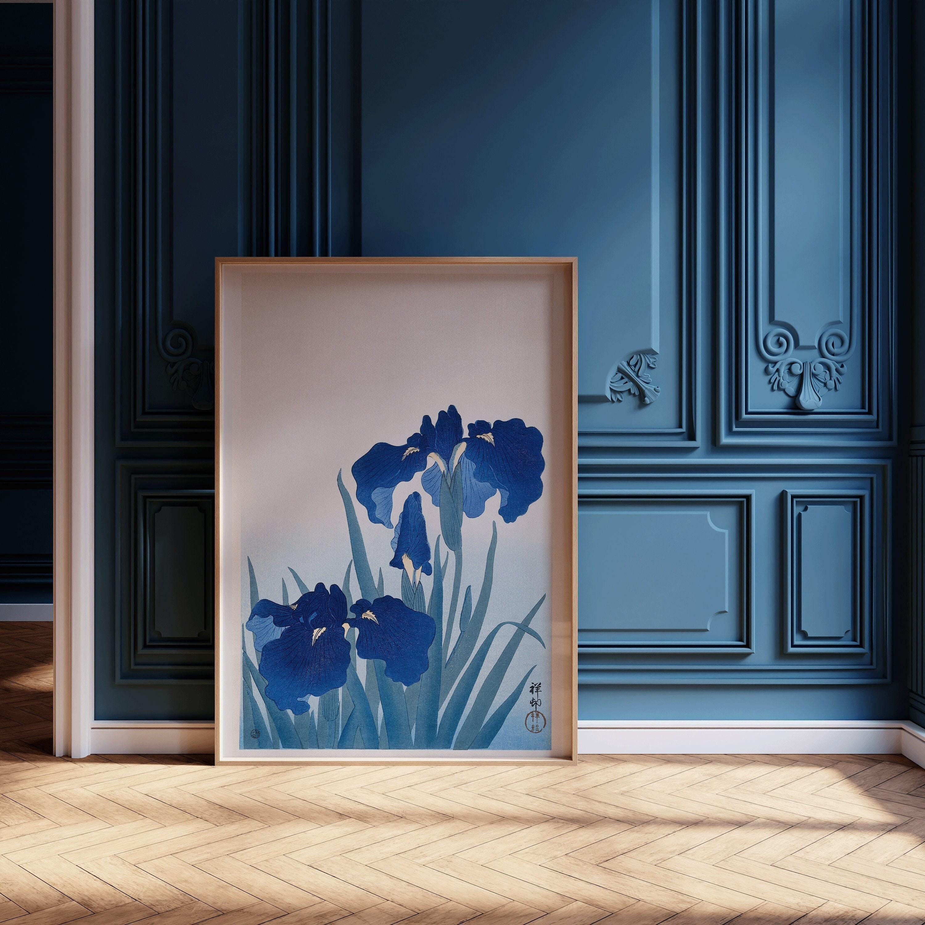 Ohara Koson - Irises | PRINT | Vintage Blue Japanese Shin - Hanga Kachō - E Botanical Art