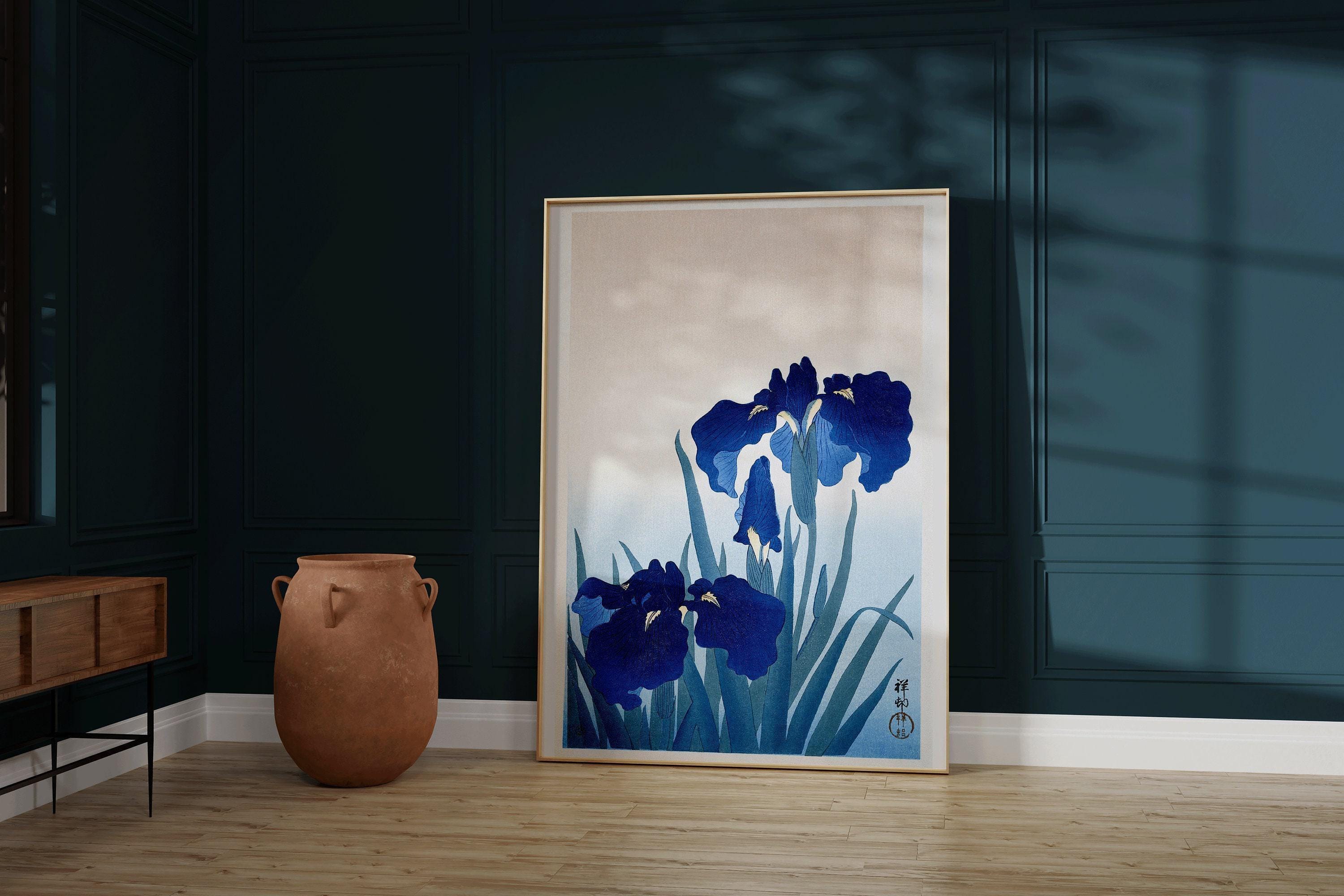 Ohara Koson - Irises | PRINT | Vintage Blue Japanese Shin - Hanga Kachō - E Botanical Art