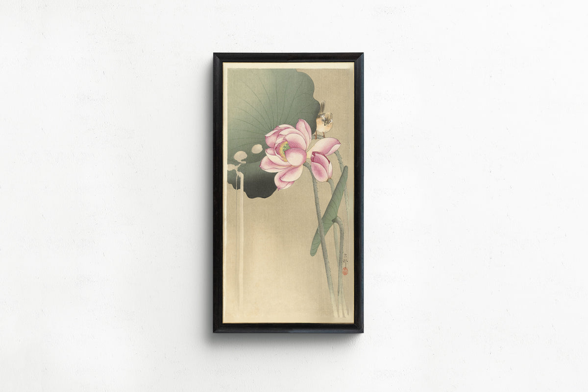 Ohara Koson — Songbird and Lotus | Japanese Bird & Flower Woodblock Print - 9ArtPrints
