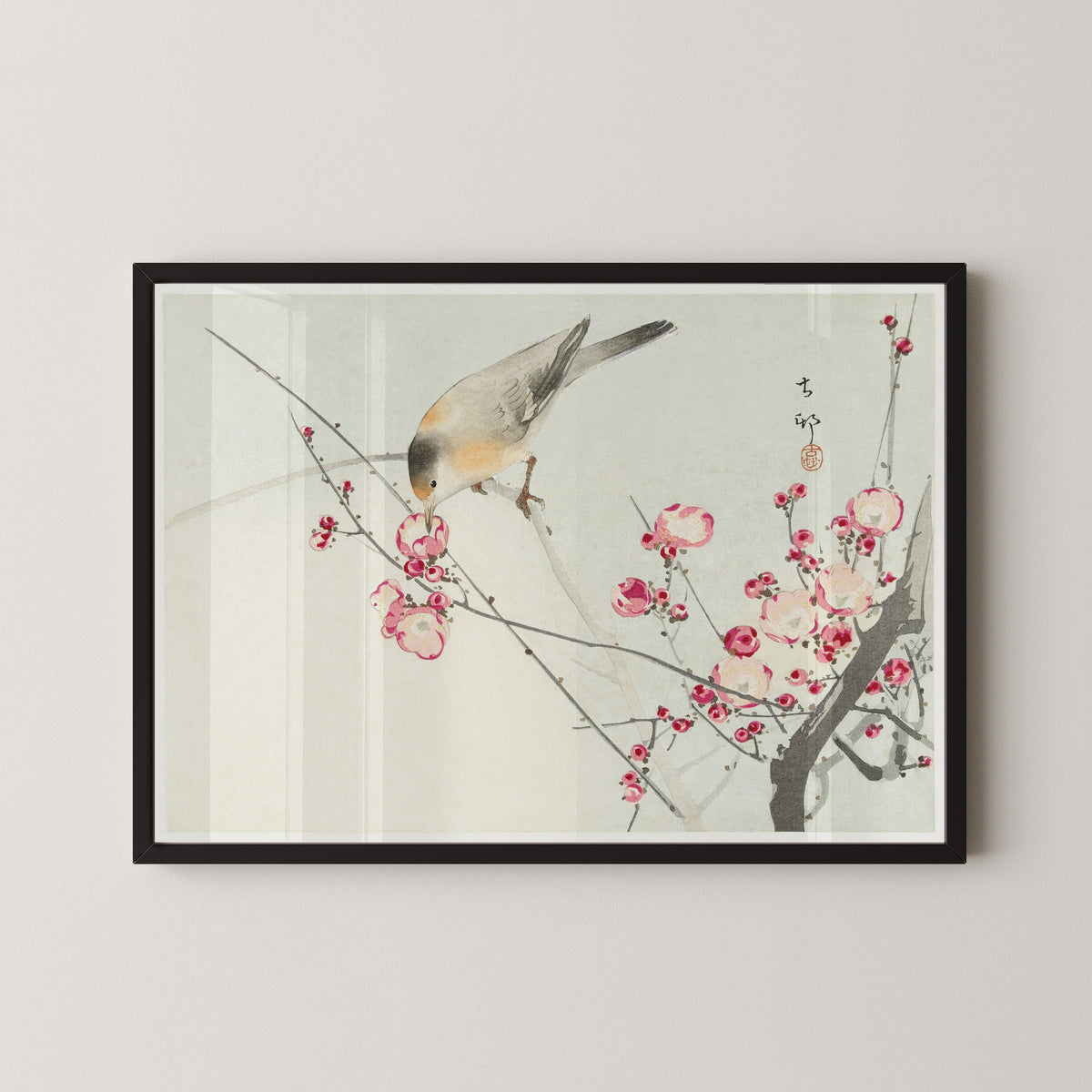 Ohara Koson — Songbird on Blossom Branch | Japanese Bird & Flower Woodblock Print - 9ArtPrints