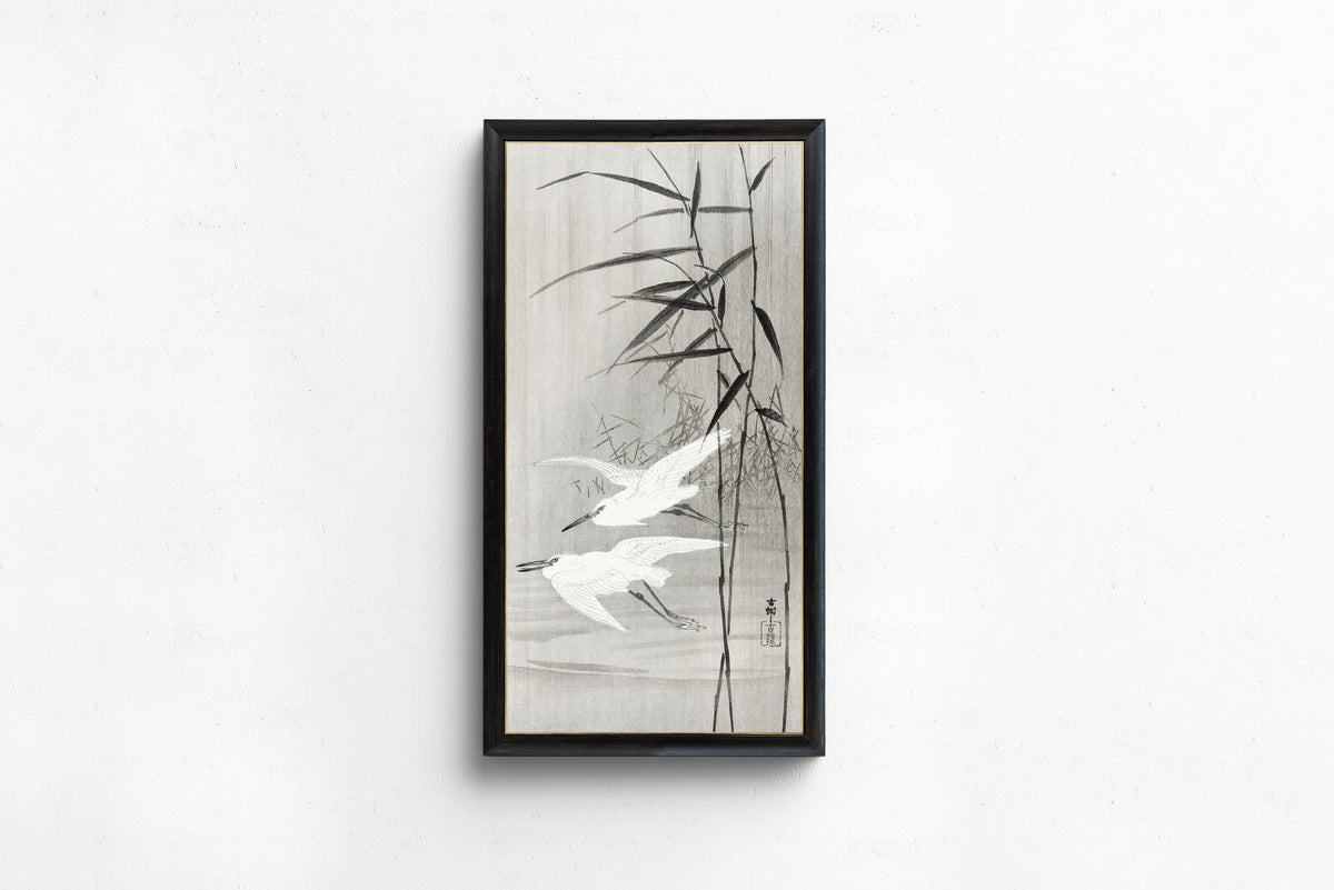 Ohara Koson — Two Egrets in Flight | Japanese Bird & Flower Woodblock Print - 9ArtPrints