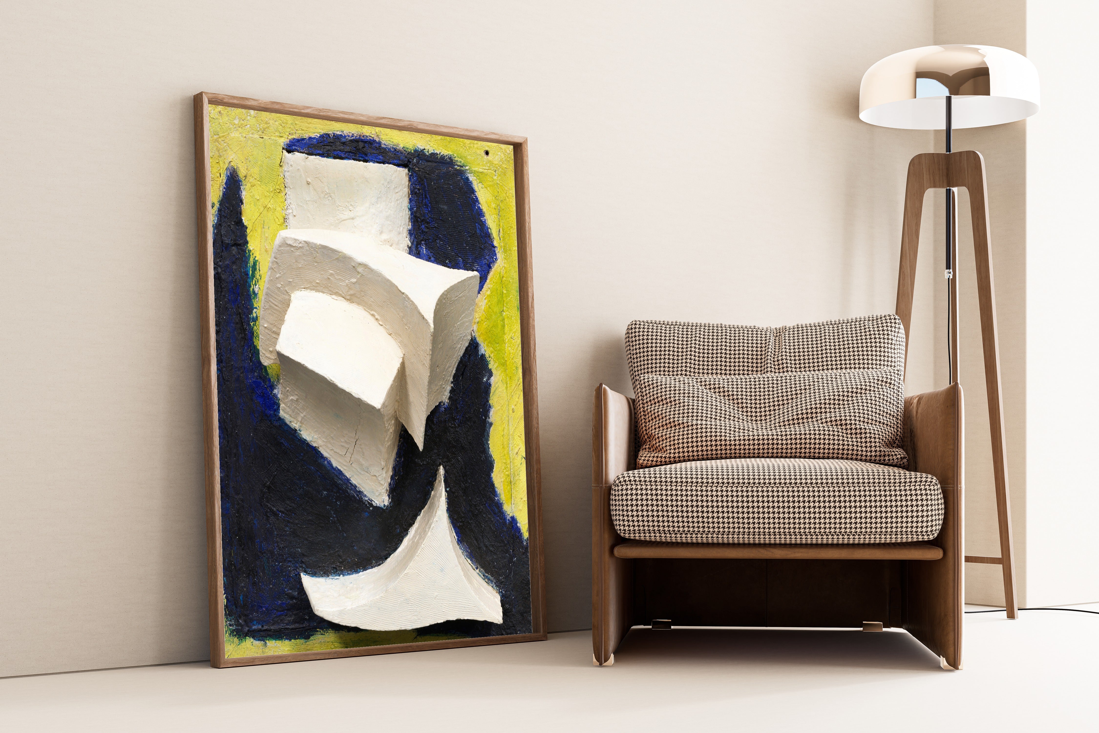 Kurt Schwitters — Ohne Titel (Bewegtes Weiss auf Blau und Gelb) | Fine Art Print