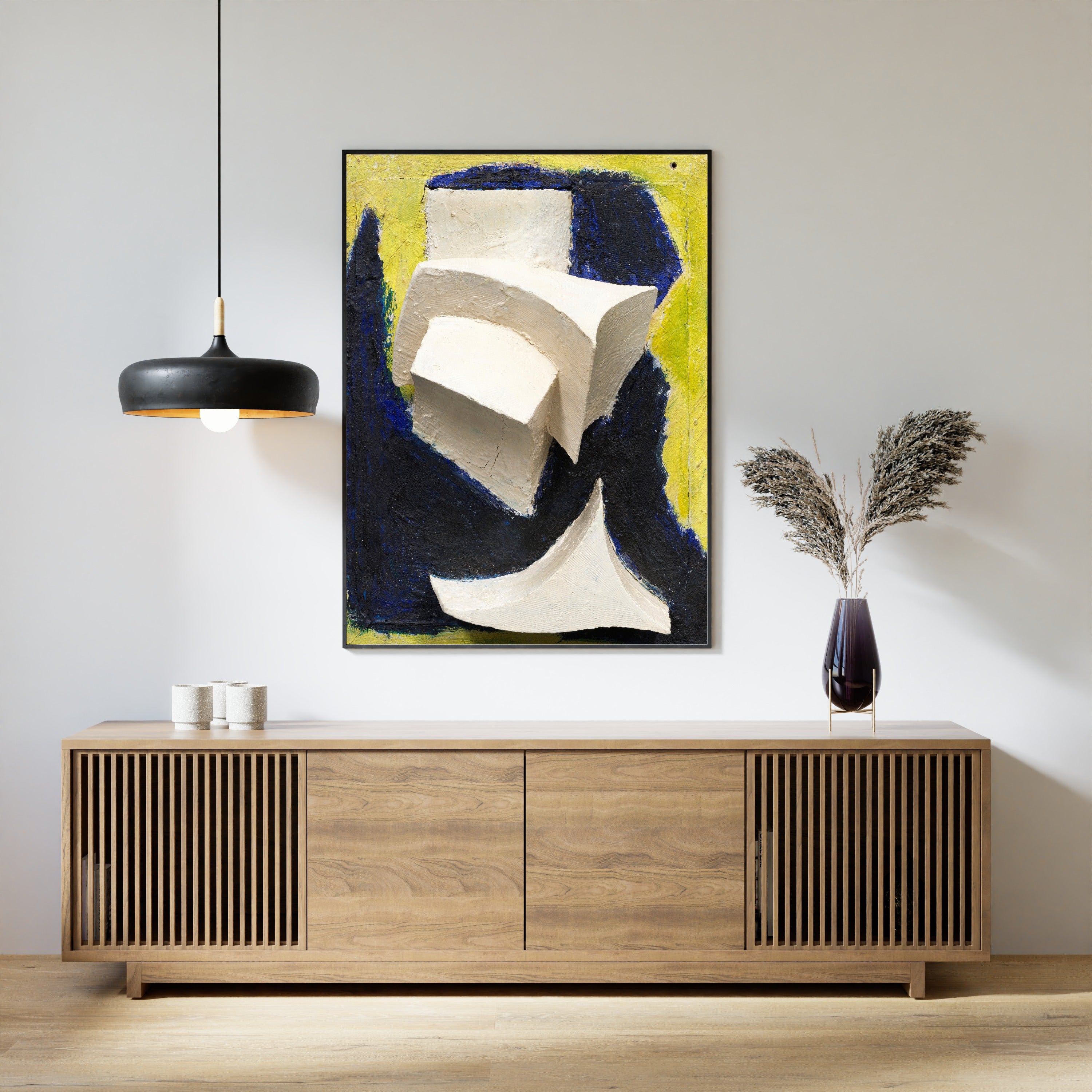 Kurt Schwitters — Ohne Titel (Bewegtes Weiss auf Blau und Gelb) | Fine Art Print