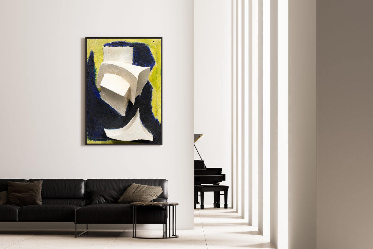 Kurt Schwitters — Ohne Titel (Bewegtes Weiss auf Blau und Gelb) | Fine Art Print