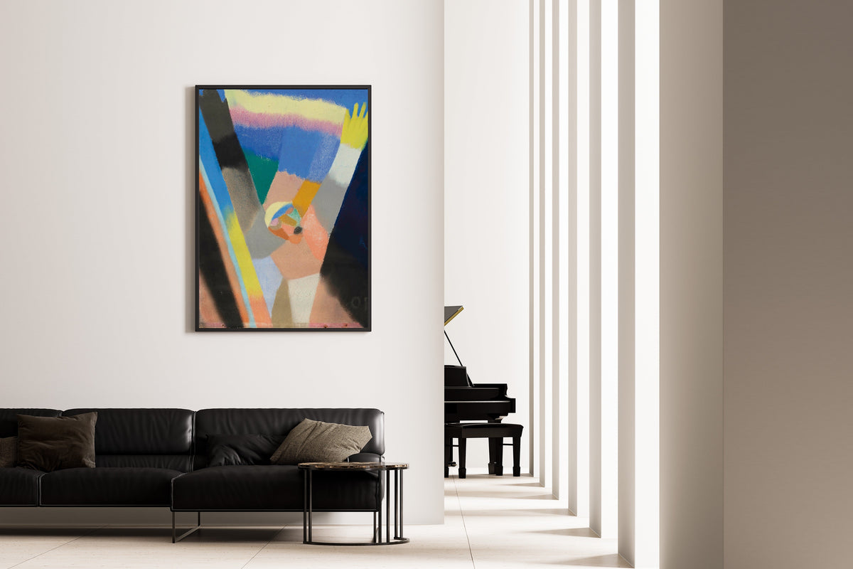Otto Freundlich — Composition (1924) | Abstract Figure in Rose & Blue Fine Art Print - 9ArtPrints