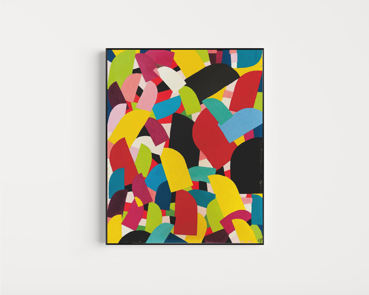 Framed art print of Untitled (1936) by Otto Freundlich, in a slim black frame on a plain white wall