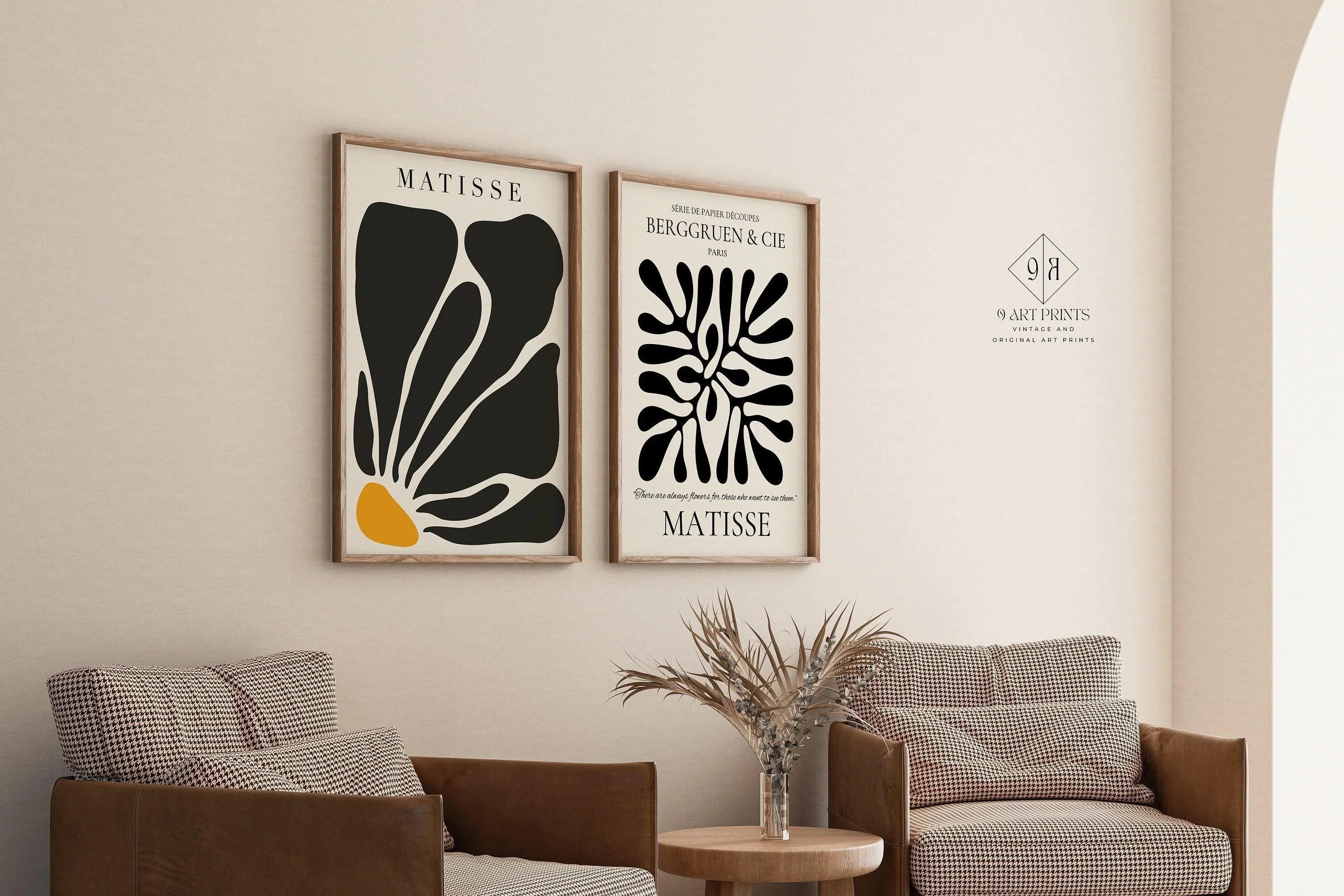 Our Strikingly Gorgeous Matisse Set | | STATEMENT DUO Mid - Century Art | Customer Favorite and available framed - 9ArtPrints