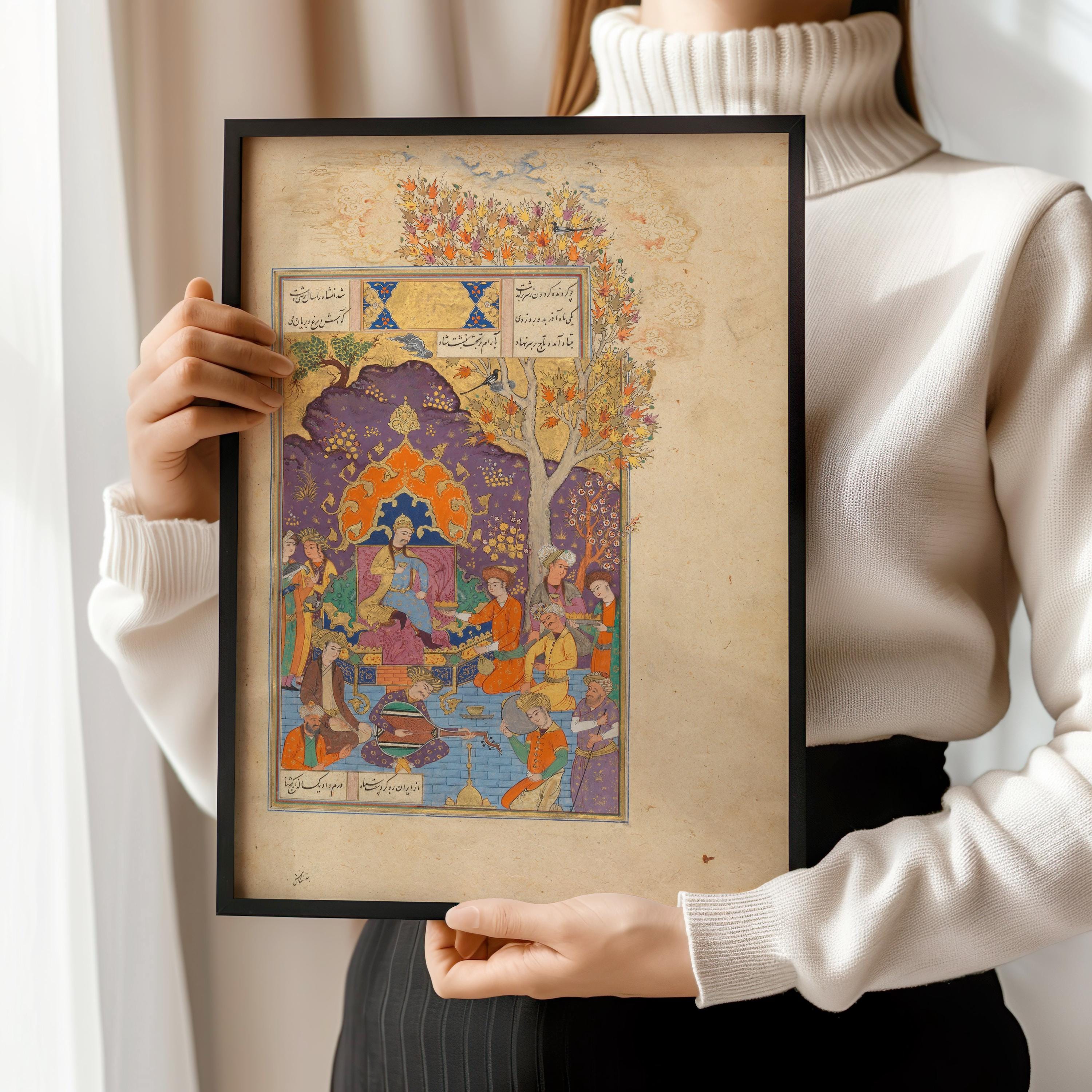Page from Shahnama by Firdausi – Persian Miniature Art of Astonishing Detail and Beauty | PRINT (Framed & Unframed Available) - 9ArtPrints
