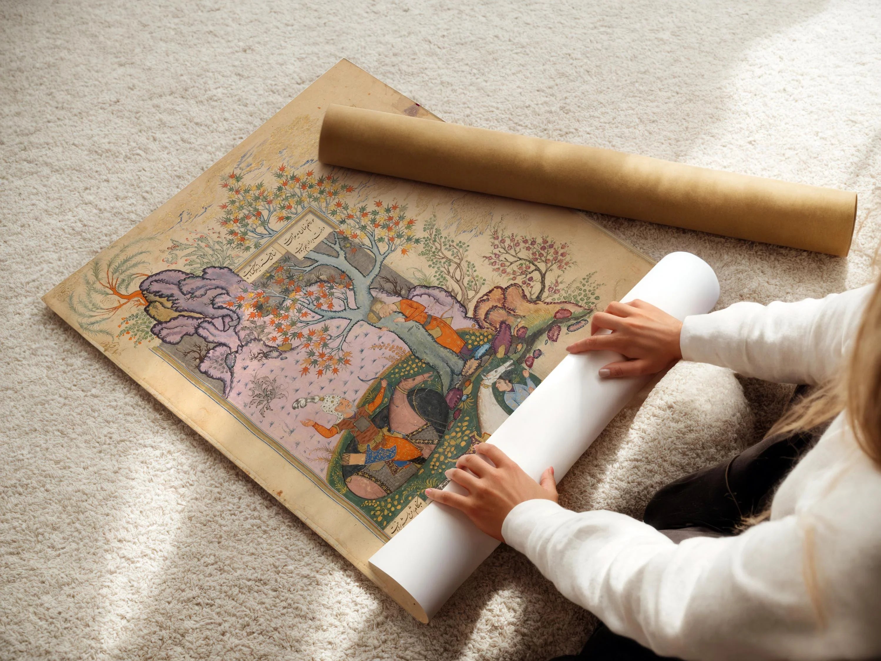 Page from Shahnama by Firdausi – Persian Miniature Art of Astonishing Intricacy and Beauty | PRINT (Framed Available) - 9ArtPrints