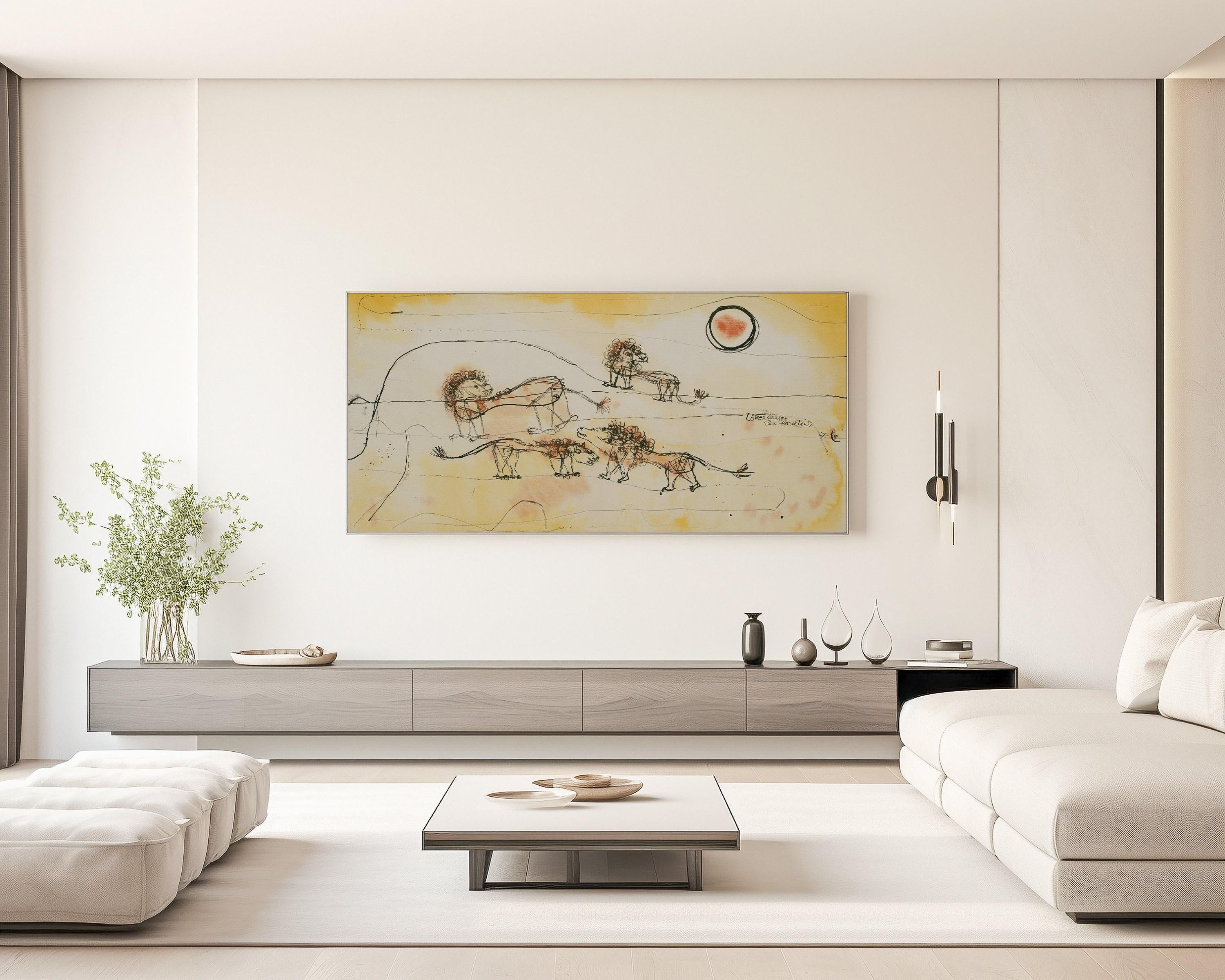 Paul Klee - A Pride of Lions | Modern Abstract Wide Panoramic Art (available handframed or unframed) 2x1 - 9ArtPrints