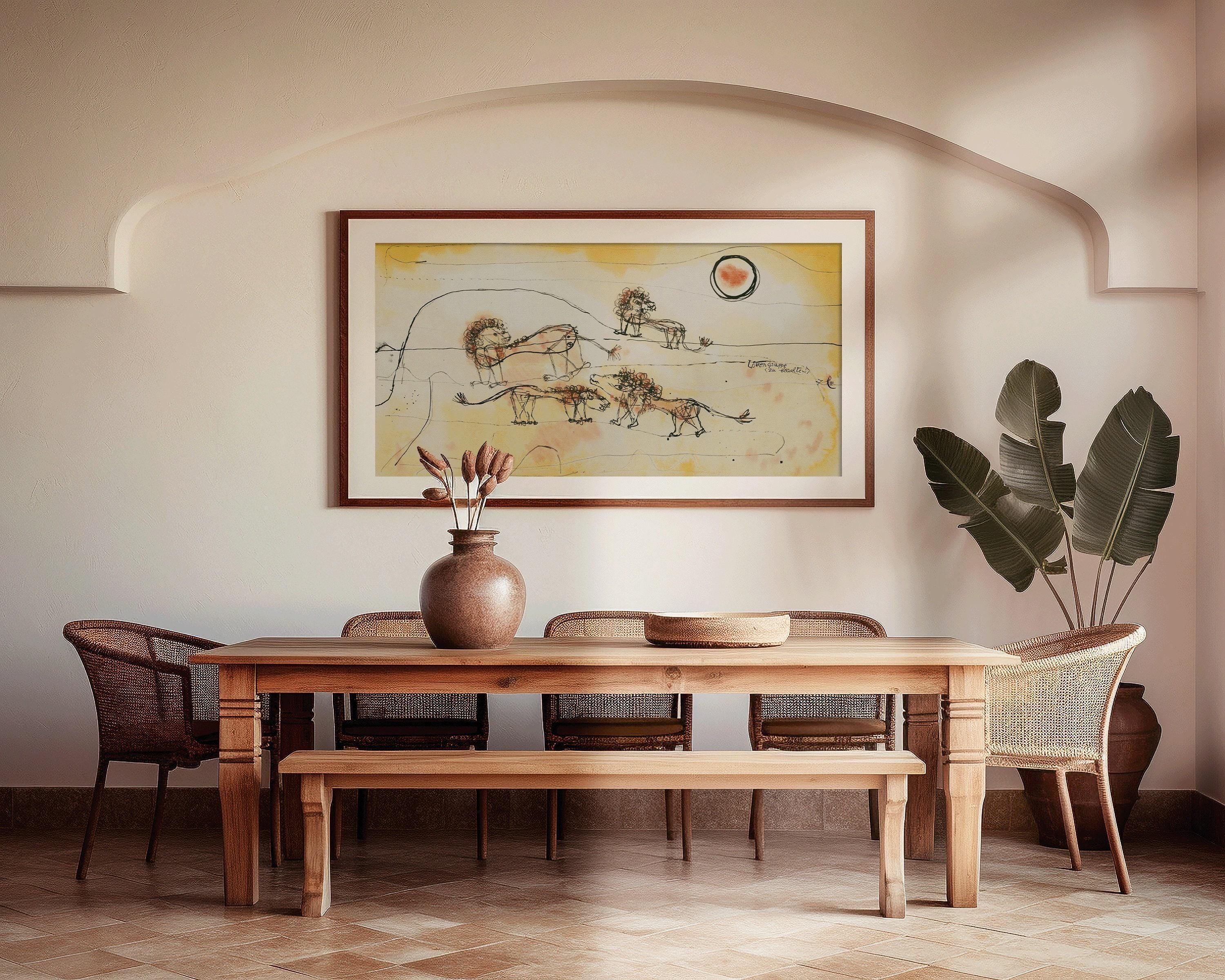 Paul Klee - A Pride of Lions | Modern Abstract Wide Panoramic Art (available handframed or unframed) 2x1 - 9ArtPrints