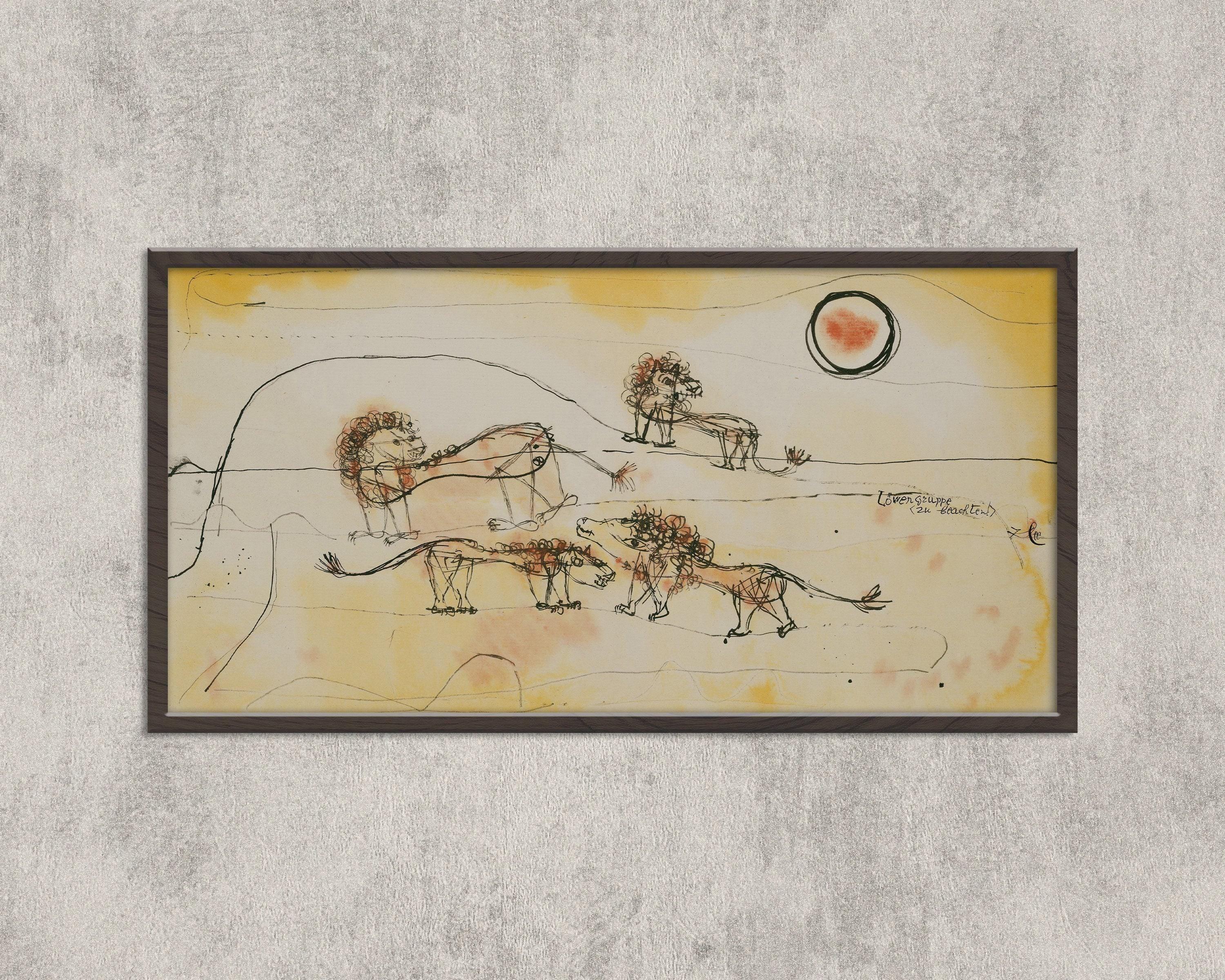 Paul Klee - A Pride of Lions | Modern Abstract Wide Panoramic Art (available handframed or unframed) 2x1 - 9ArtPrints