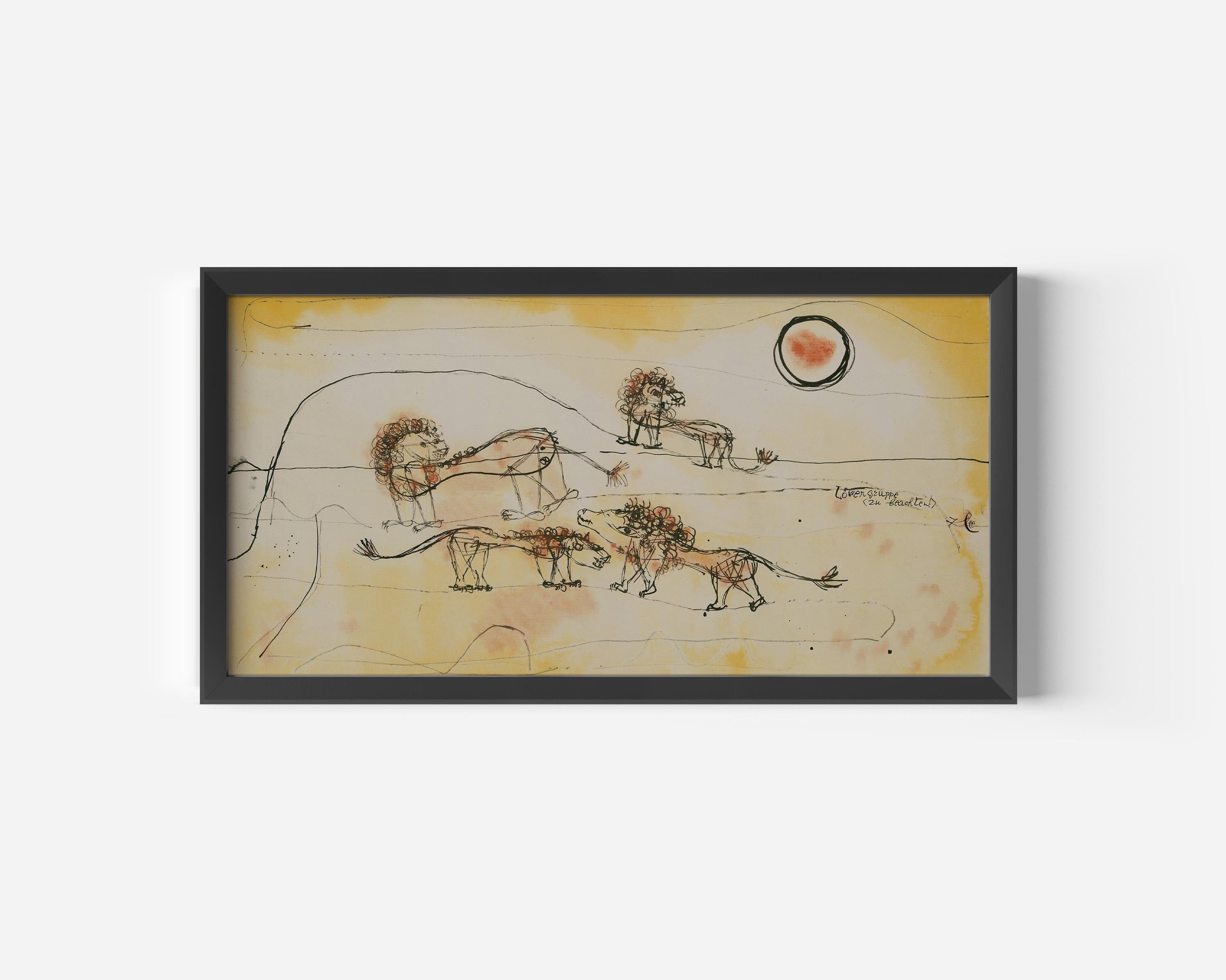 Paul Klee - A Pride of Lions | Modern Abstract Wide Panoramic Art (available handframed or unframed) 2x1 - 9ArtPrints